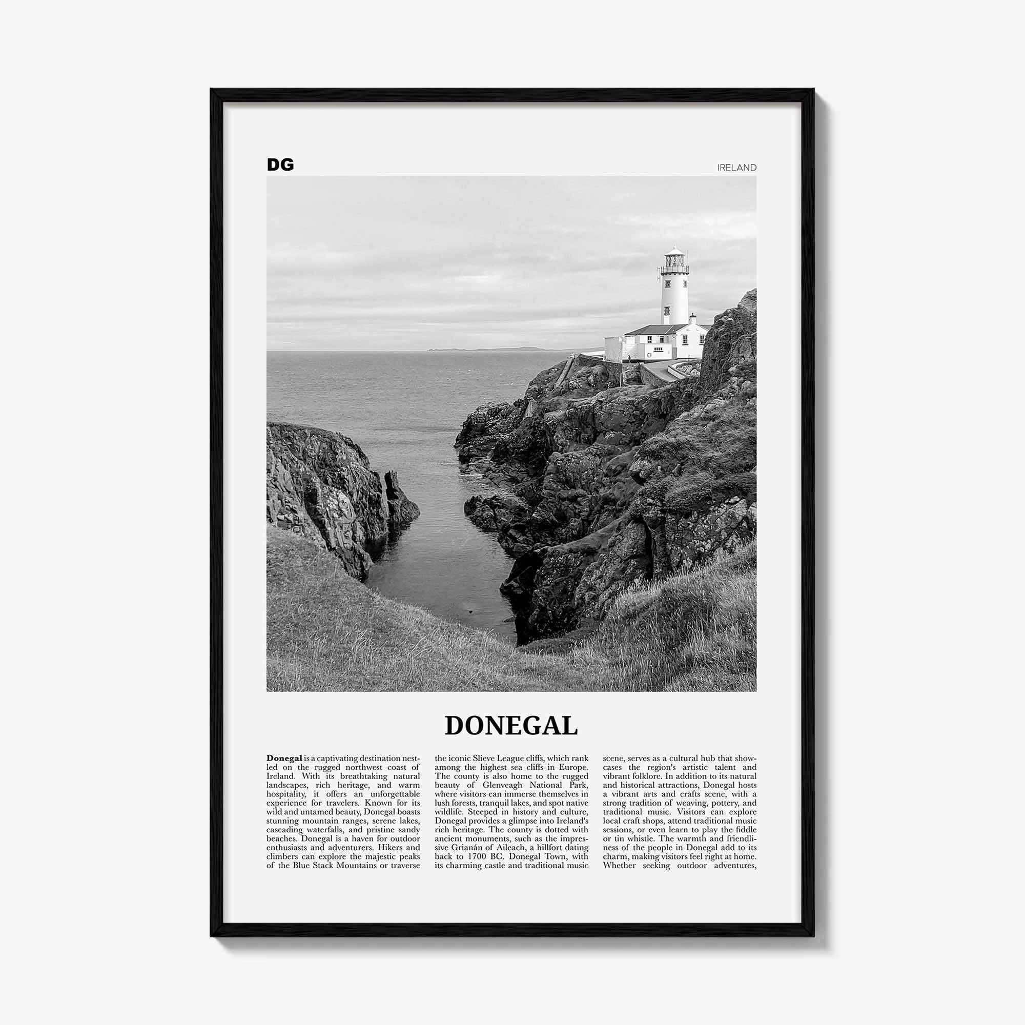Donegal Print Black and White, Donegal Wall Art, Donegal Poster, Donegal Photo, Donegal Wall Décor, Donegal Map, Ireland