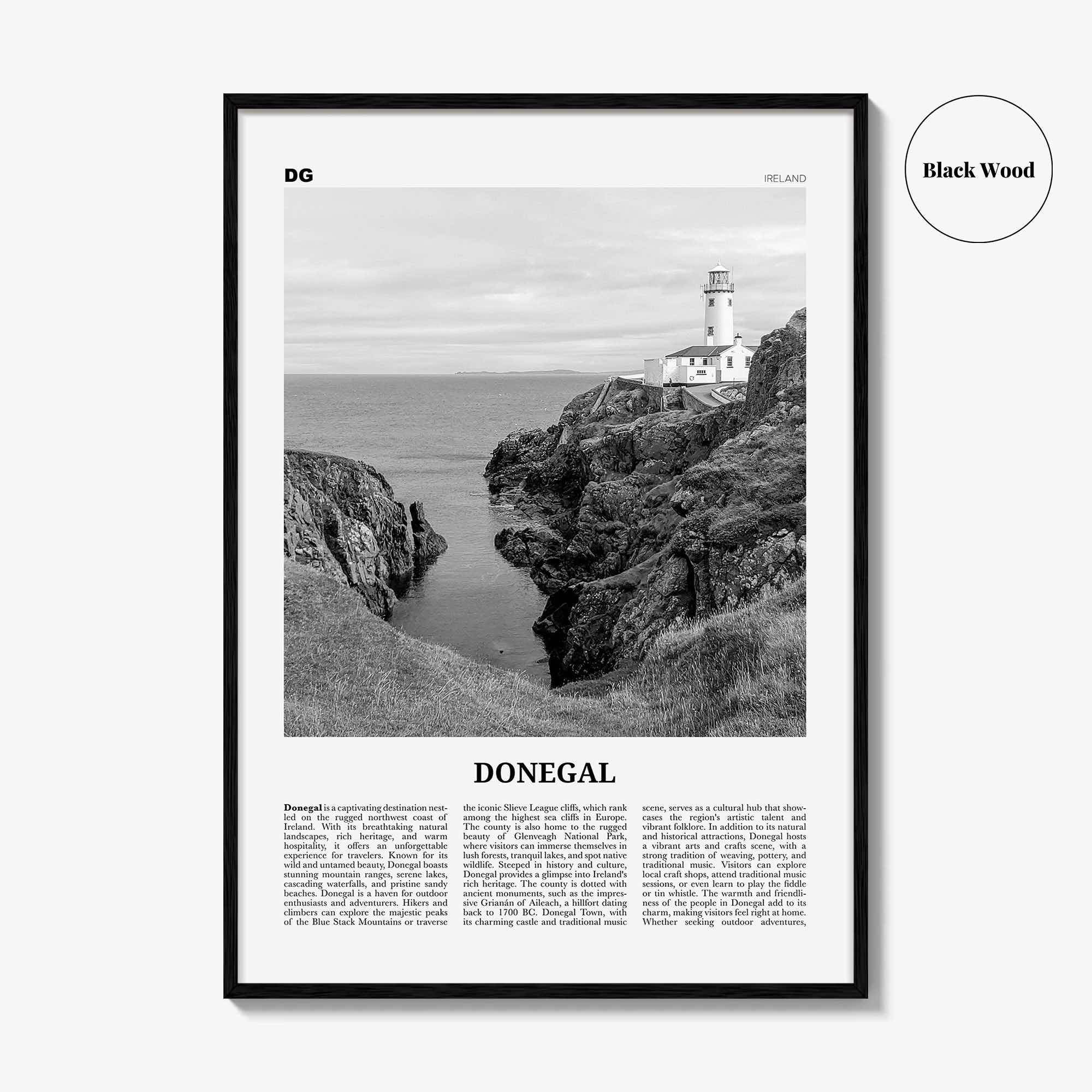 Donegal Print Black and White, Donegal Wall Art, Donegal Poster, Donegal Photo, Donegal Wall Décor, Donegal Map, Ireland