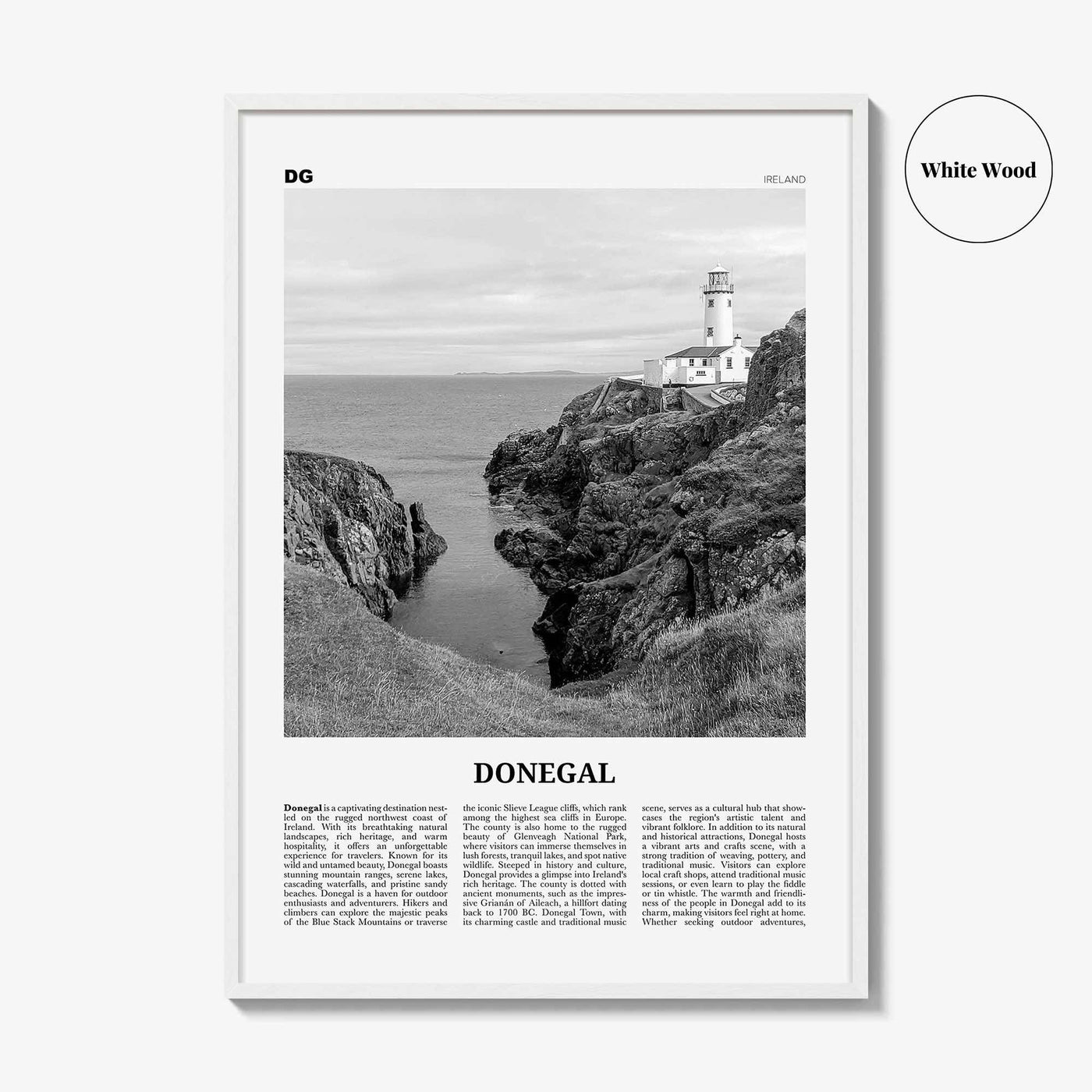 Donegal Print Black and White, Donegal Wall Art, Donegal Poster, Donegal Photo, Donegal Wall Décor, Donegal Map, Ireland