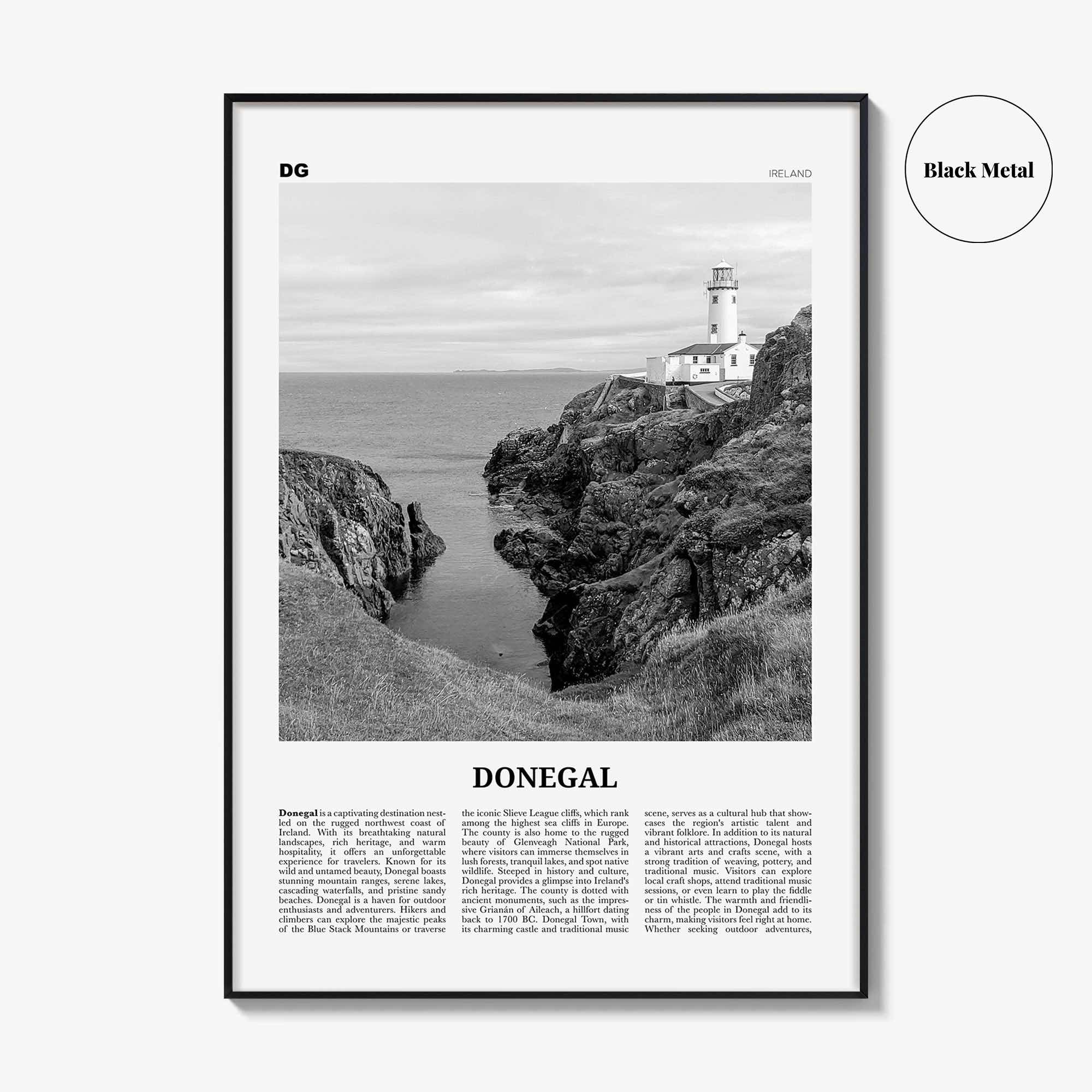 Donegal Print Black and White, Donegal Wall Art, Donegal Poster, Donegal Photo, Donegal Wall Décor, Donegal Map, Ireland