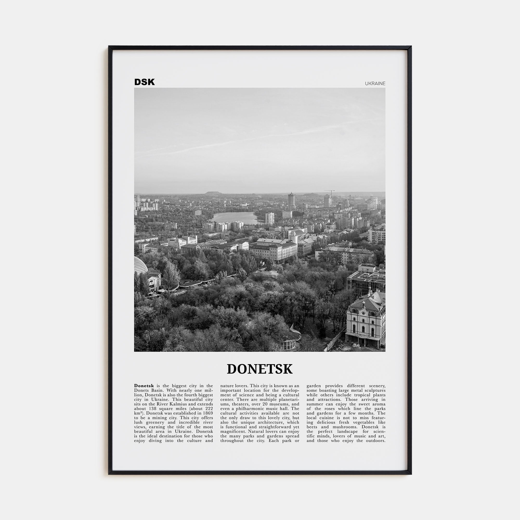 Donetsk Travel B&W Poster