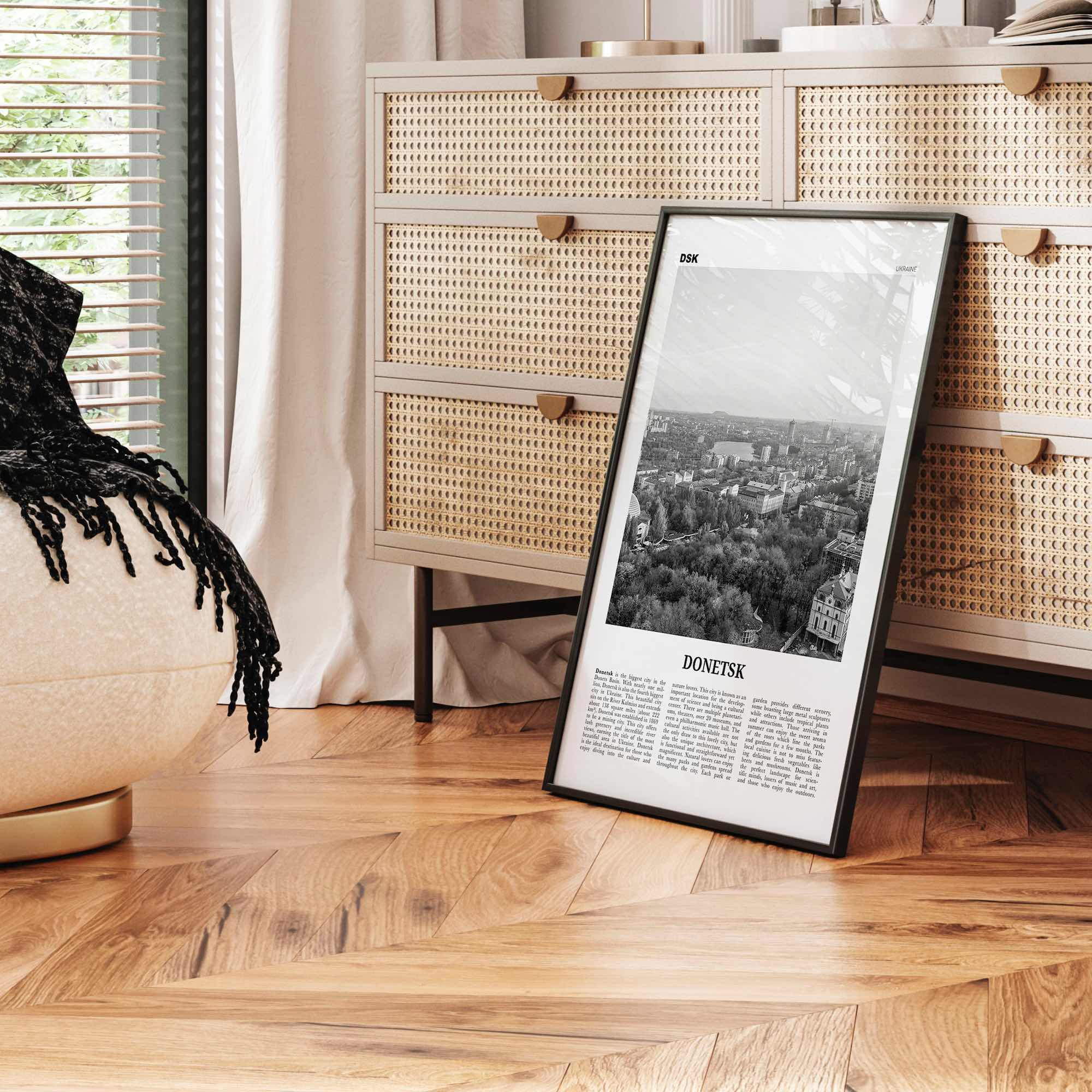 Donetsk Print Black and White, Donetsk Wall Art, Donetsk Poster, Donetsk Photo, Donetsk Wall Décor, Donetsk Map, Ukraine