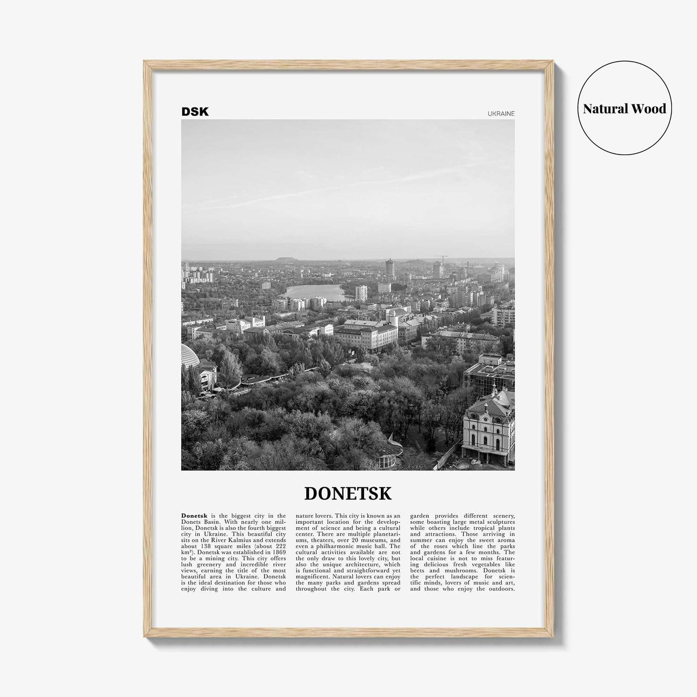 Donetsk Print Black and White, Donetsk Wall Art, Donetsk Poster, Donetsk Photo, Donetsk Wall Décor, Donetsk Map, Ukraine