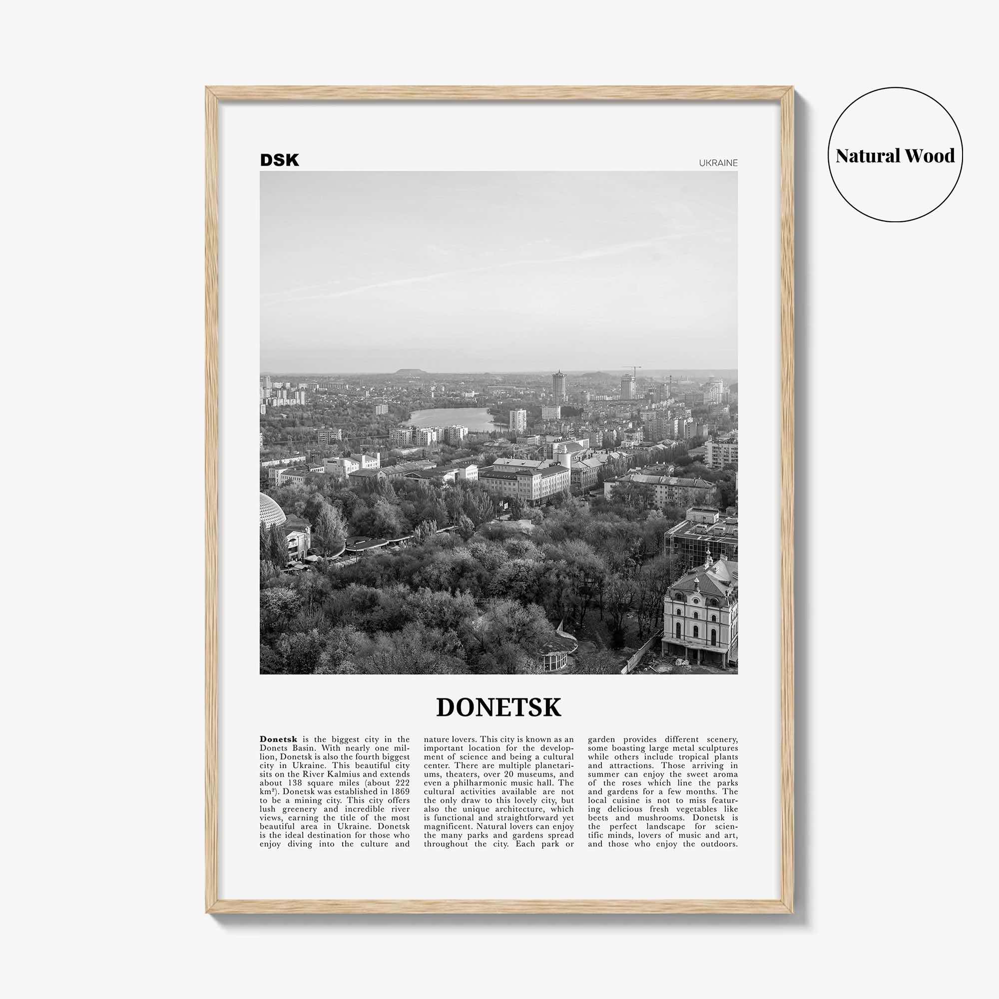 Donetsk Print Black and White, Donetsk Wall Art, Donetsk Poster, Donetsk Photo, Donetsk Wall Décor, Donetsk Map, Ukraine