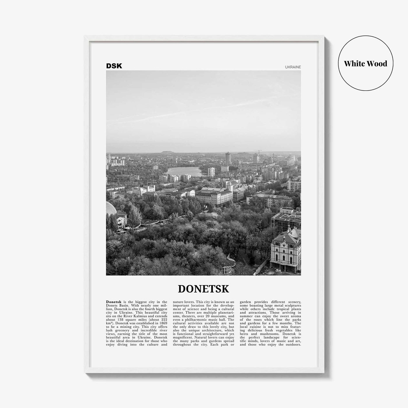 Donetsk Print Black and White, Donetsk Wall Art, Donetsk Poster, Donetsk Photo, Donetsk Wall Décor, Donetsk Map, Ukraine