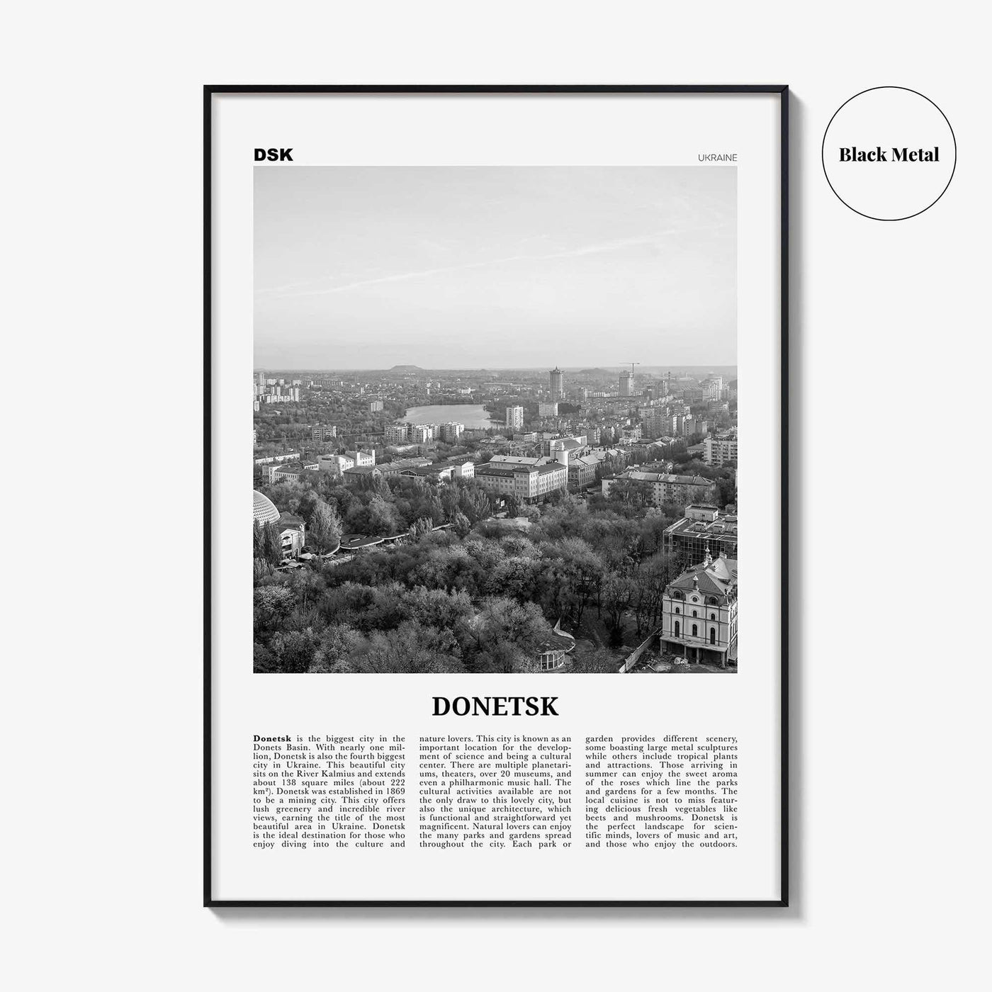 Donetsk Print Black and White, Donetsk Wall Art, Donetsk Poster, Donetsk Photo, Donetsk Wall Décor, Donetsk Map, Ukraine