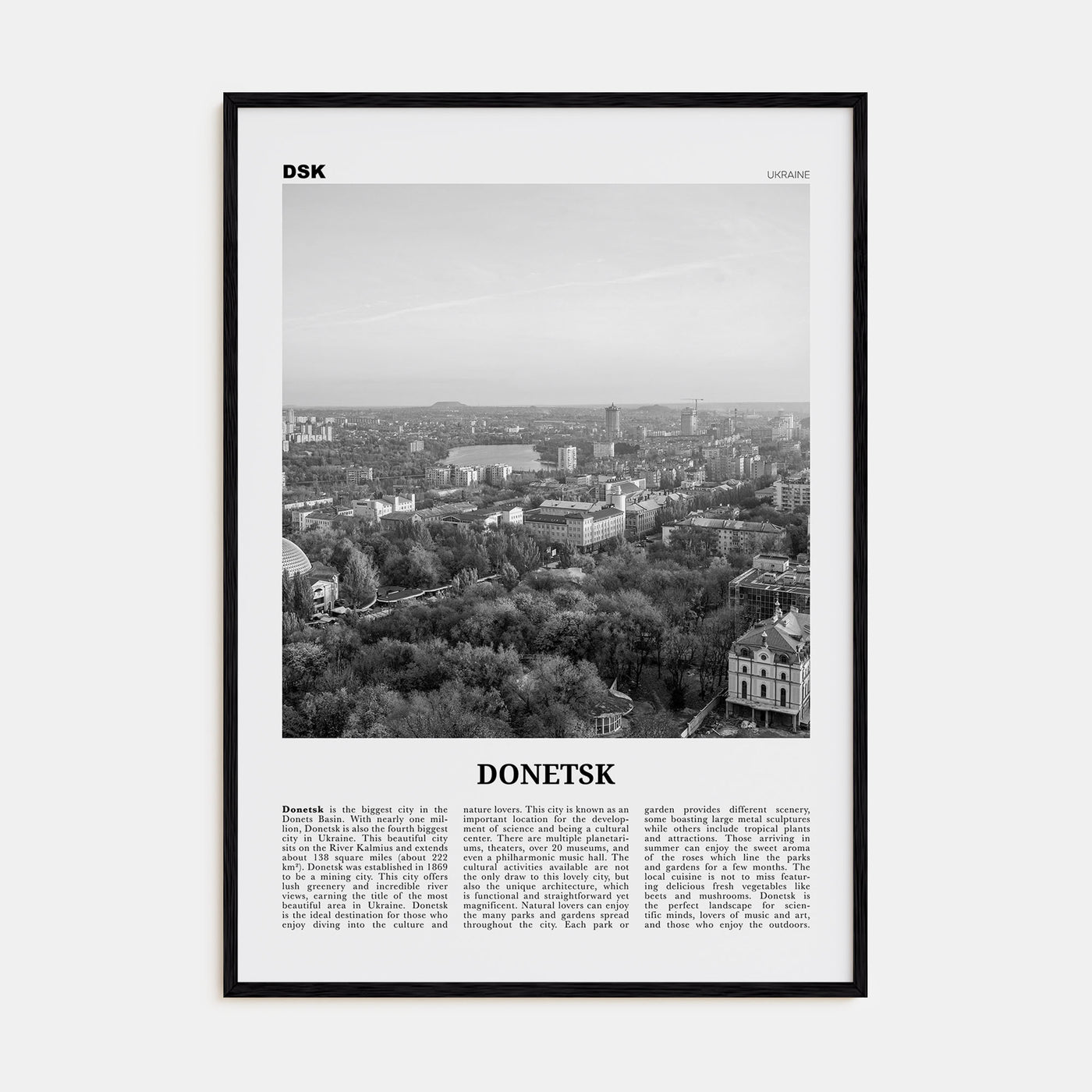 Donetsk Travel B&W Poster