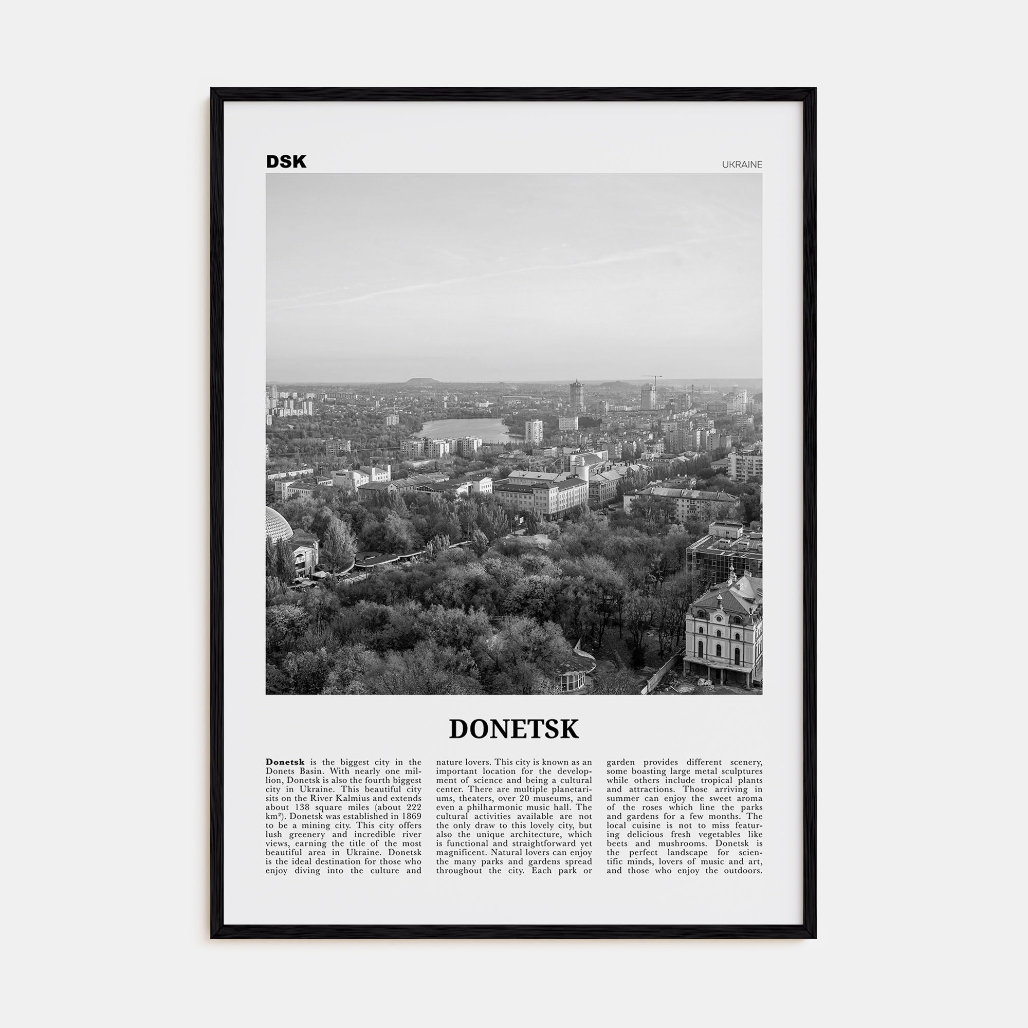 Donetsk Travel B&W Poster