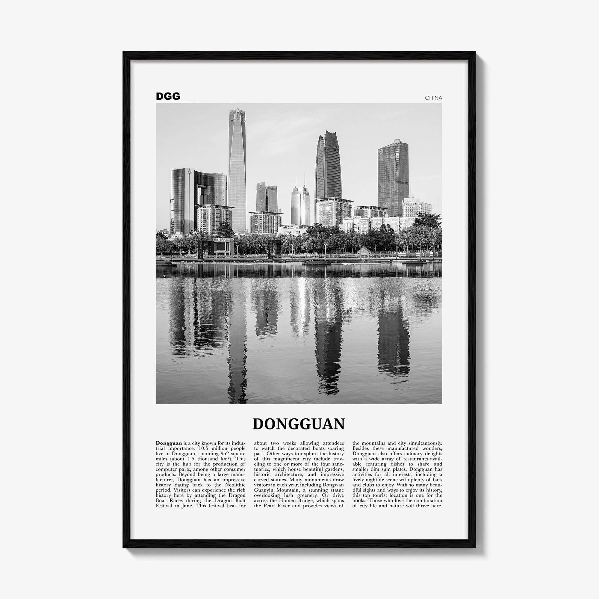 Dongguan Print Black and White, Dongguan Wall Art, Dongguan Poster, Dongguan Photo, Dongguan Wall Décor, Dongguan Map, China