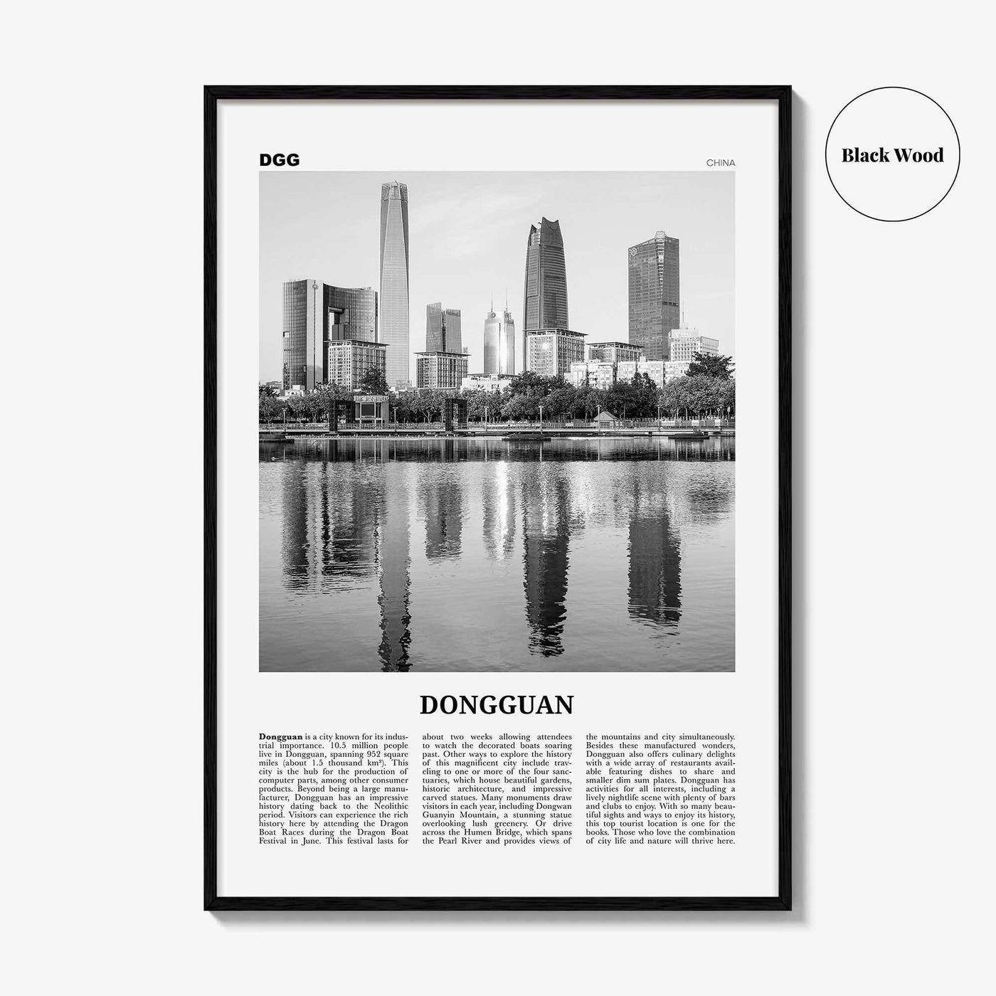 Dongguan Print Black and White, Dongguan Wall Art, Dongguan Poster, Dongguan Photo, Dongguan Wall Décor, Dongguan Map, China