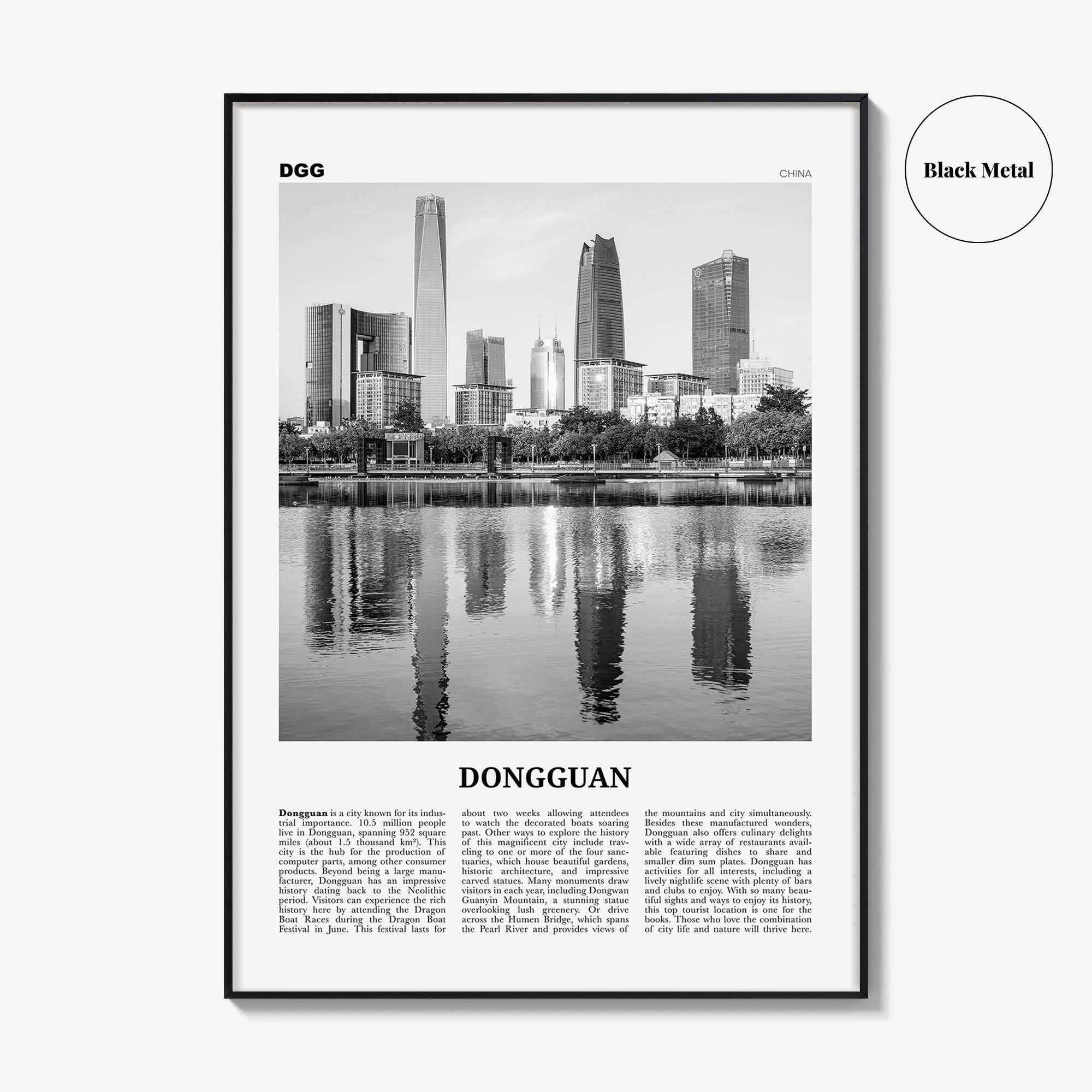 Dongguan Print Black and White, Dongguan Wall Art, Dongguan Poster, Dongguan Photo, Dongguan Wall Décor, Dongguan Map, China