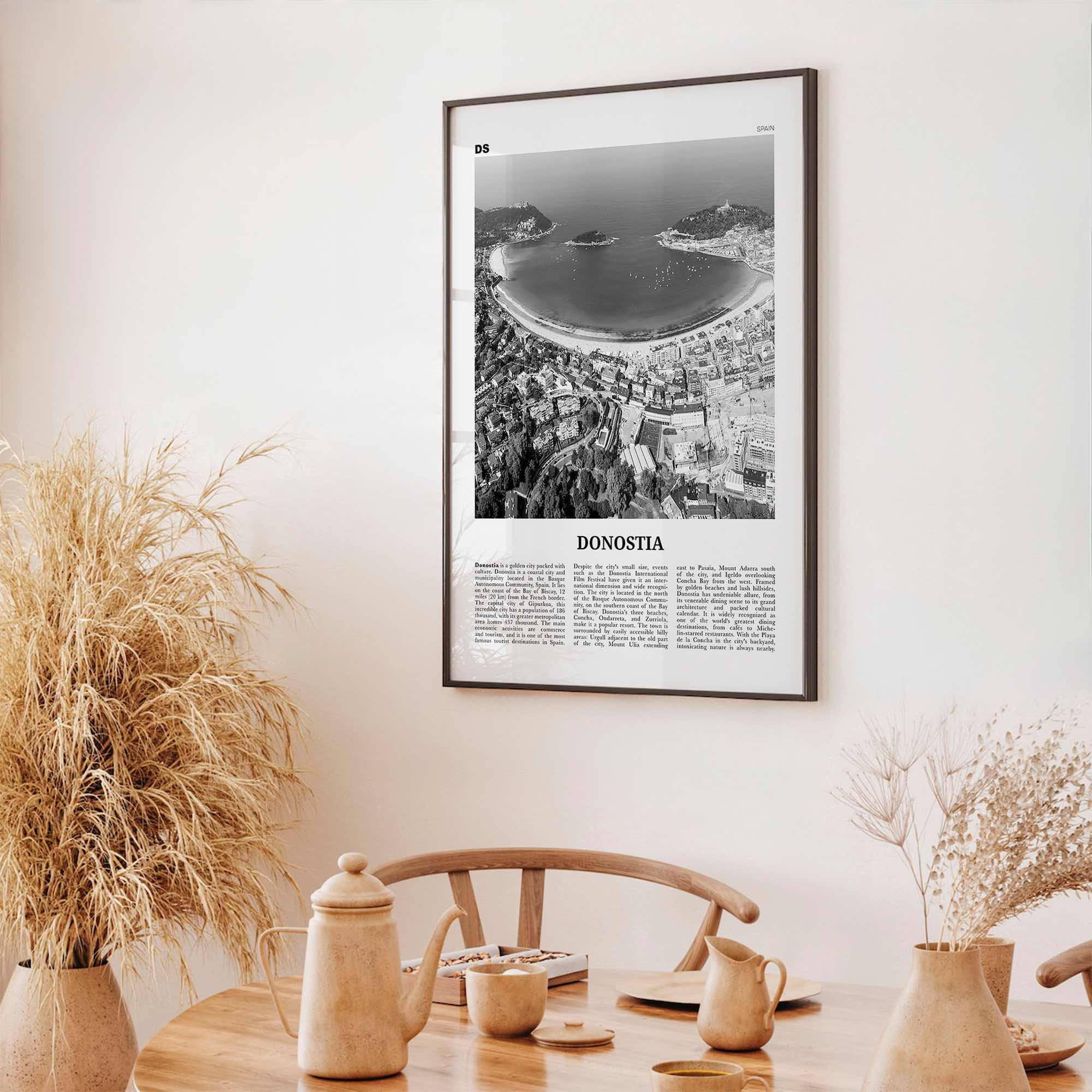 Donostia Print Black and White, San Sebastián Wall Art, San Sebastián Poster, Donostia, Basque Country, Spain, España, Europe