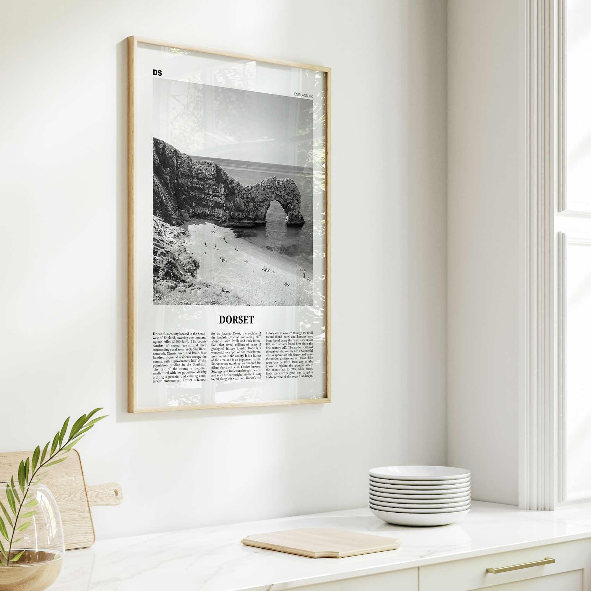 Dorset Print Black and White, Dorset Wall Art, Dorset Poster, Dorset Photo, Dorset Map, England, UK, United Kingdom