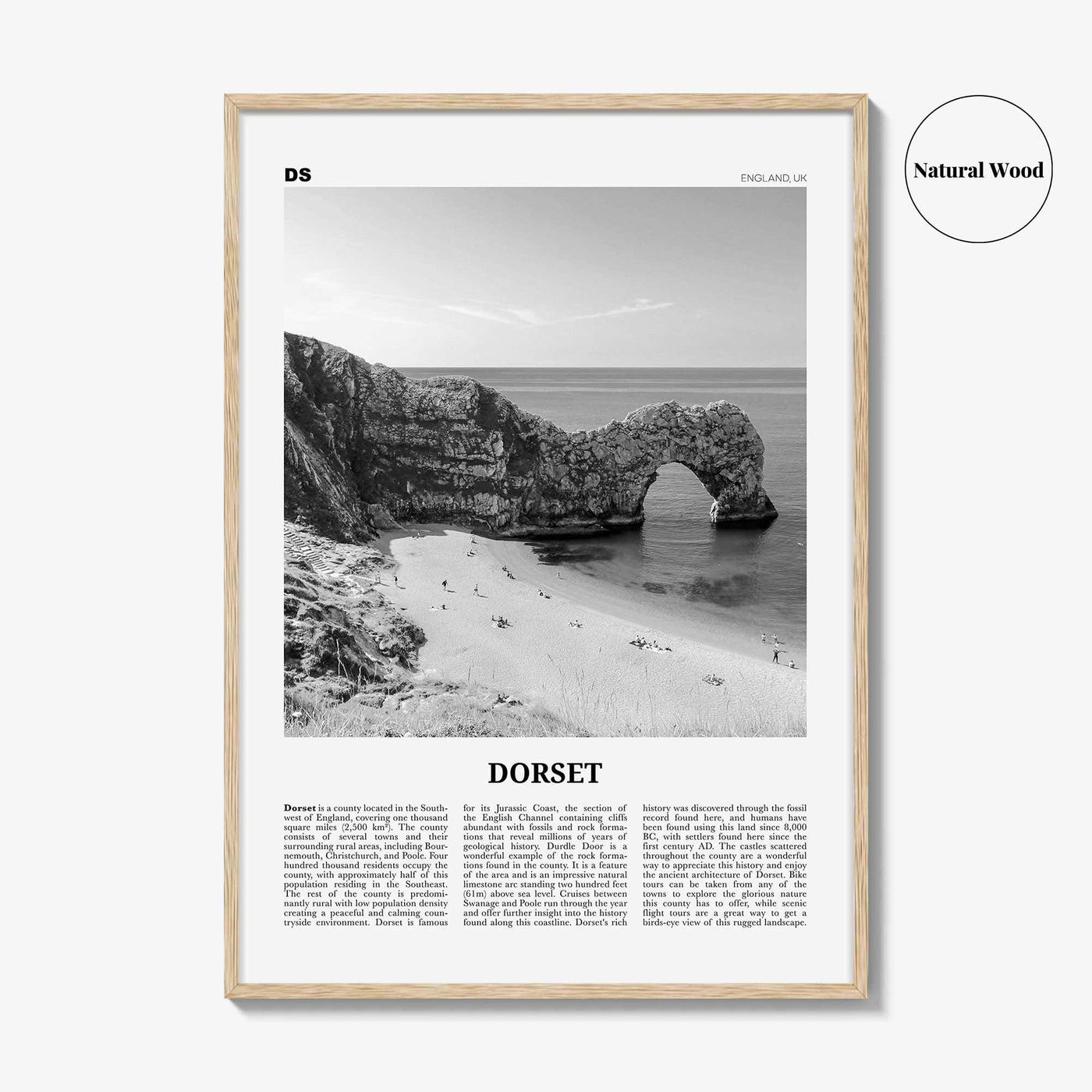 Dorset Print Black and White, Dorset Wall Art, Dorset Poster, Dorset Photo, Dorset Map, England, UK, United Kingdom