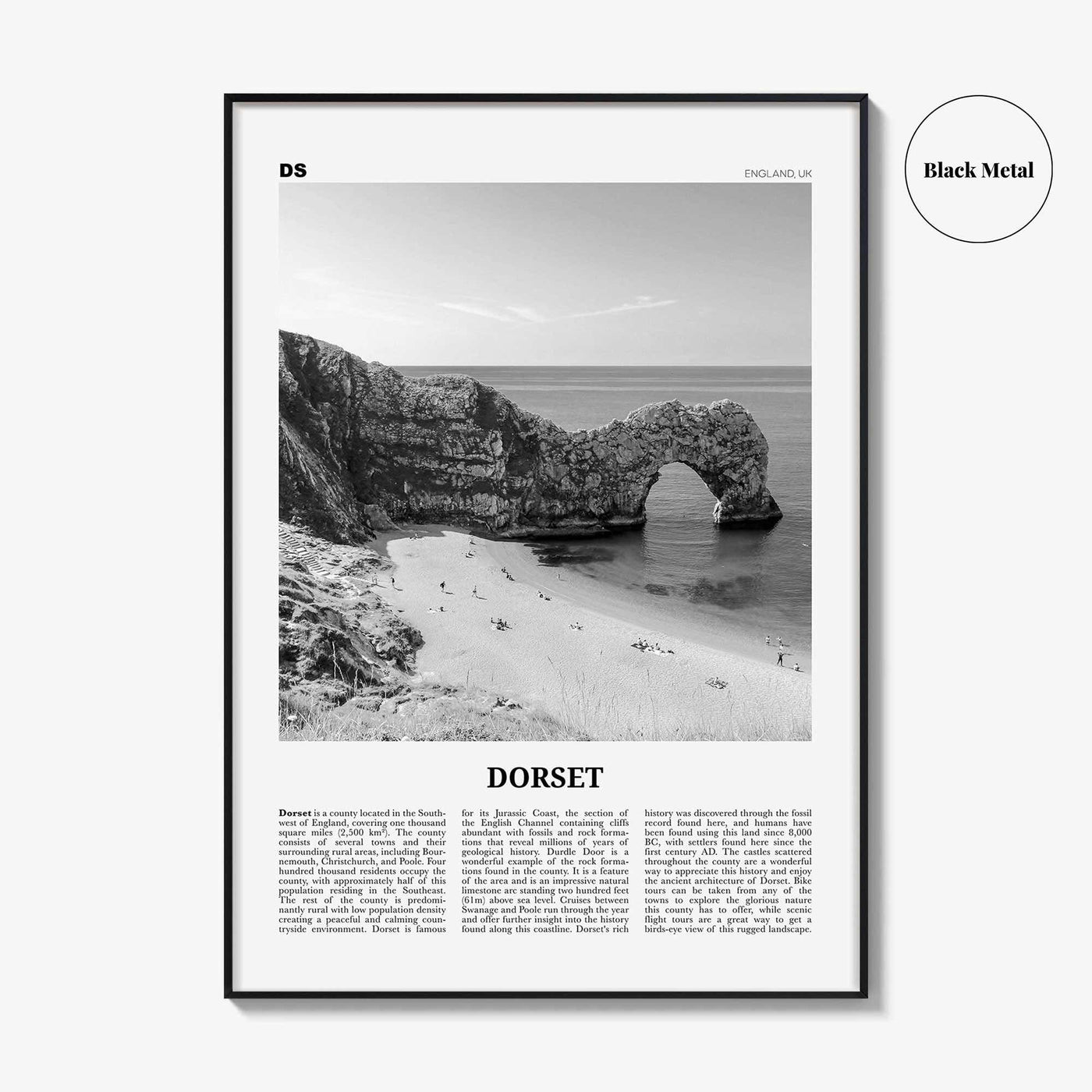 Dorset Print Black and White, Dorset Wall Art, Dorset Poster, Dorset Photo, Dorset Map, England, UK, United Kingdom