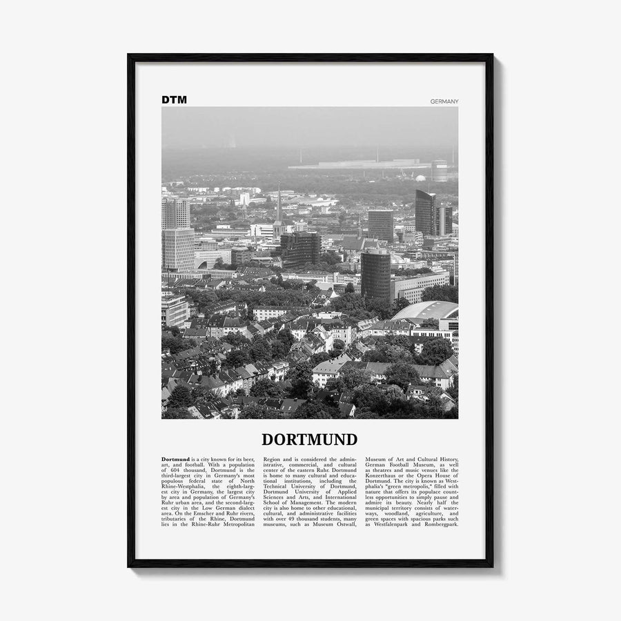 Dortmund Print Black and White, Dortmund Wall Art, Dortmund Poster, Dortmund Photo, Dortmund Wall Decor, Düörpm Germany, Deutschland, Europe