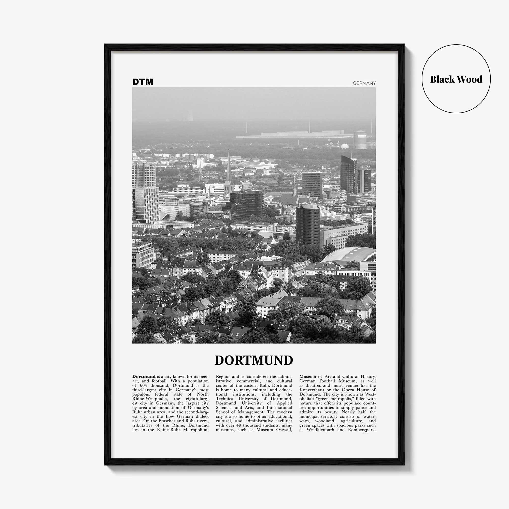 Dortmund Print Black and White, Dortmund Wall Art, Dortmund Poster, Dortmund Photo, Dortmund Wall Decor, Düörpm Germany, Deutschland, Europe