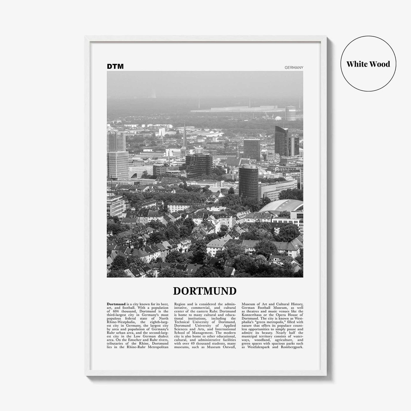 Dortmund Print Black and White, Dortmund Wall Art, Dortmund Poster, Dortmund Photo, Dortmund Wall Decor, Düörpm Germany, Deutschland, Europe