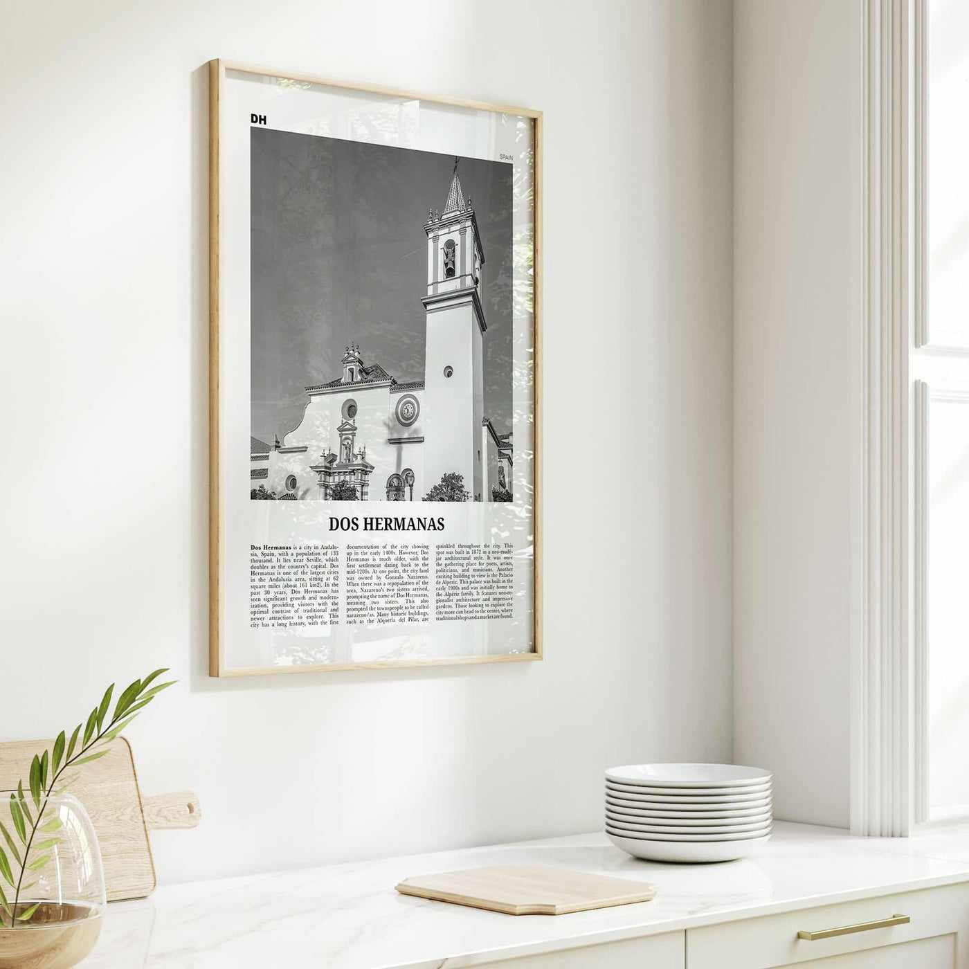 Dos Hermanas Print Black and White, Dos Hermanas Wall Art, Dos Hermanas Poster, Dos Hermanas Photo, Dos Hermanas Décor, Dos Hermanas Map