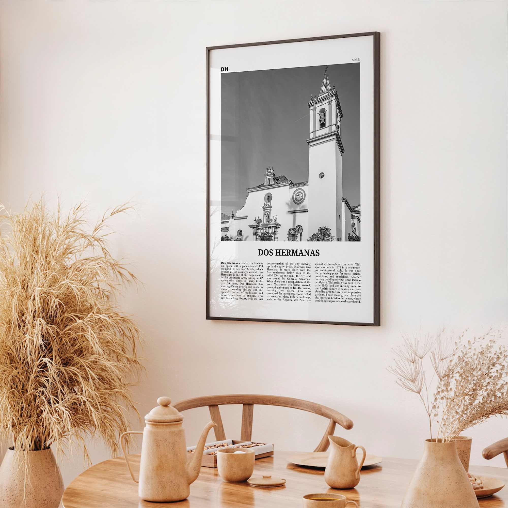 Dos Hermanas Print Black and White, Dos Hermanas Wall Art, Dos Hermanas Poster, Dos Hermanas Photo, Dos Hermanas Décor, Dos Hermanas Map