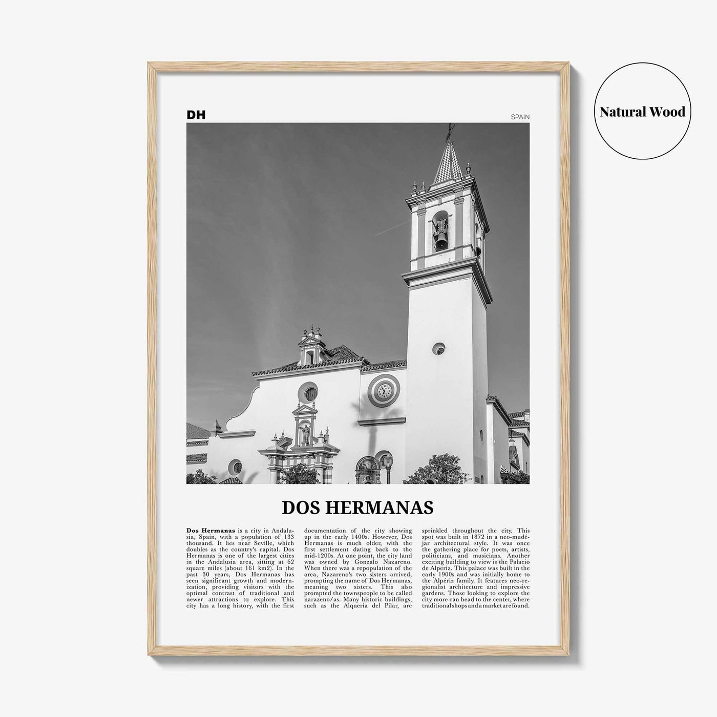 Dos Hermanas Print Black and White, Dos Hermanas Wall Art, Dos Hermanas Poster, Dos Hermanas Photo, Dos Hermanas Décor, Dos Hermanas Map