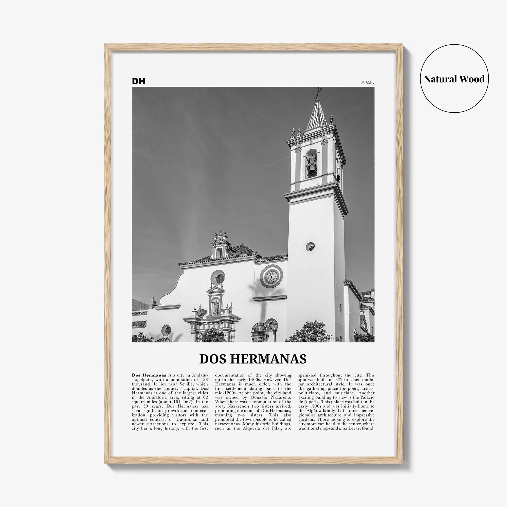 Dos Hermanas Print Black and White, Dos Hermanas Wall Art, Dos Hermanas Poster, Dos Hermanas Photo, Dos Hermanas Décor, Dos Hermanas Map