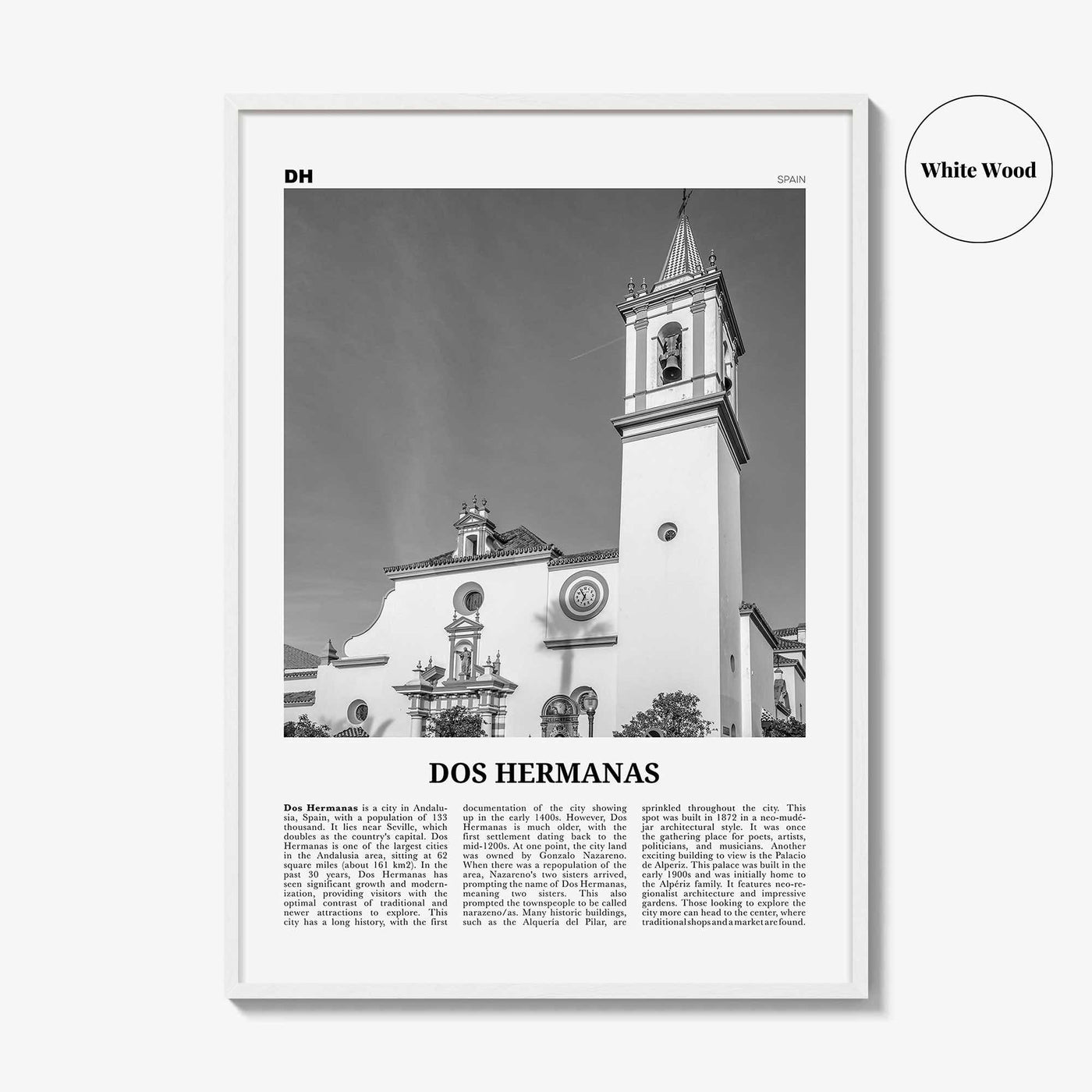 Dos Hermanas Print Black and White, Dos Hermanas Wall Art, Dos Hermanas Poster, Dos Hermanas Photo, Dos Hermanas Décor, Dos Hermanas Map