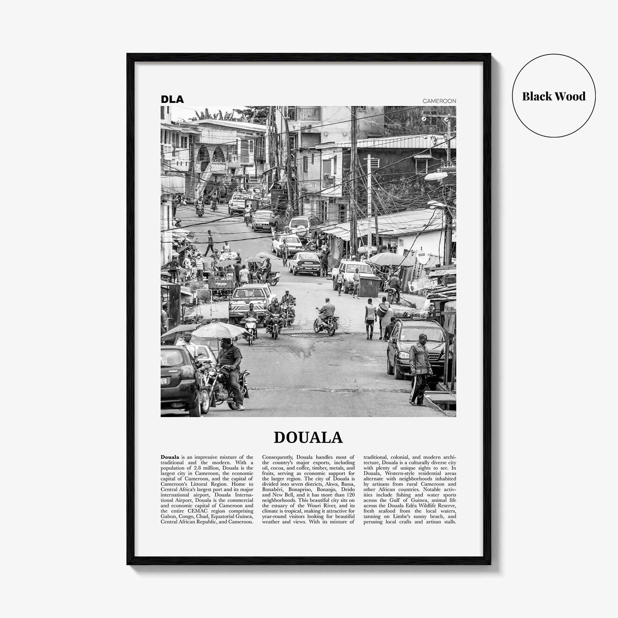 Douala Print Black and White, Douala Wall Art, Douala Poster, Douala Photo, Douala Wall Decor, Cameroon, Duala, Kamerun, Africa