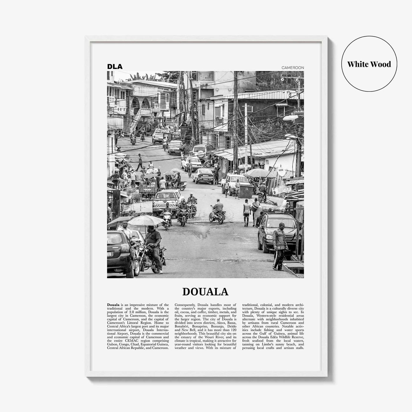 Douala Print Black and White, Douala Wall Art, Douala Poster, Douala Photo, Douala Wall Decor, Cameroon, Duala, Kamerun, Africa