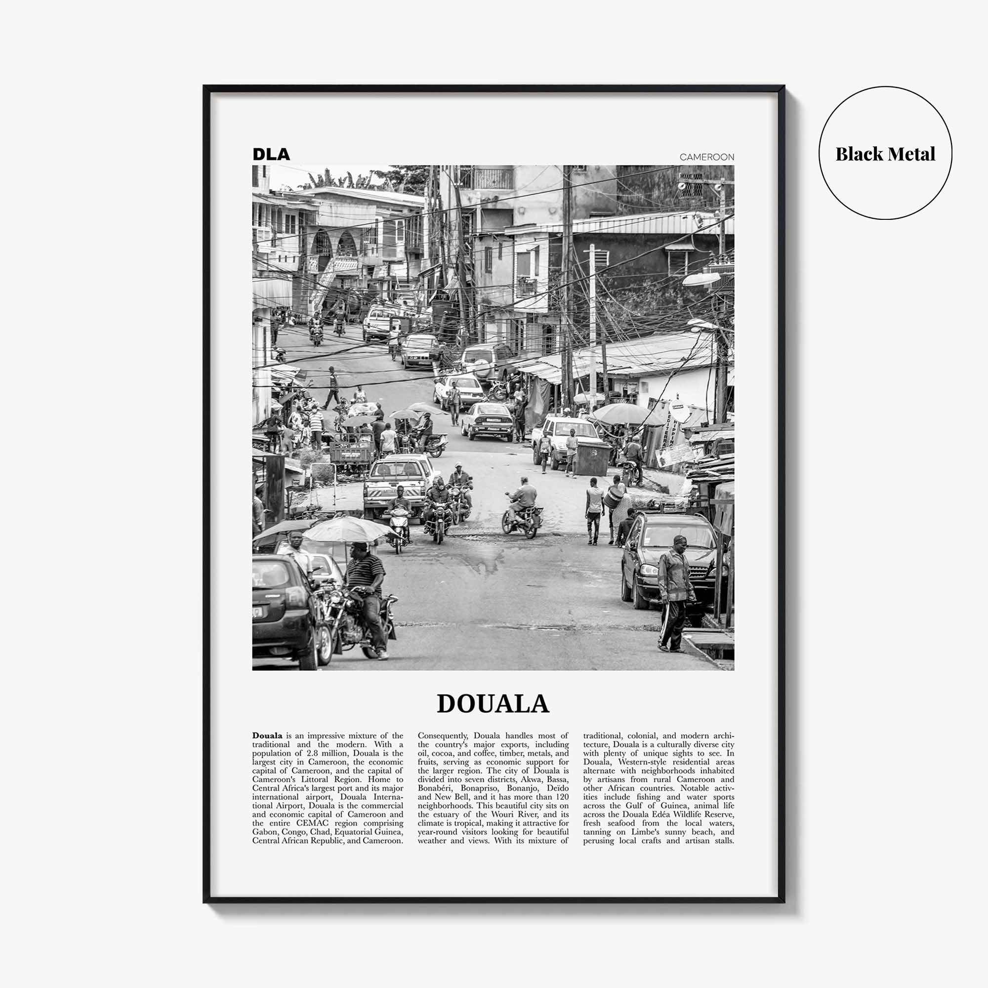 Douala Print Black and White, Douala Wall Art, Douala Poster, Douala Photo, Douala Wall Decor, Cameroon, Duala, Kamerun, Africa
