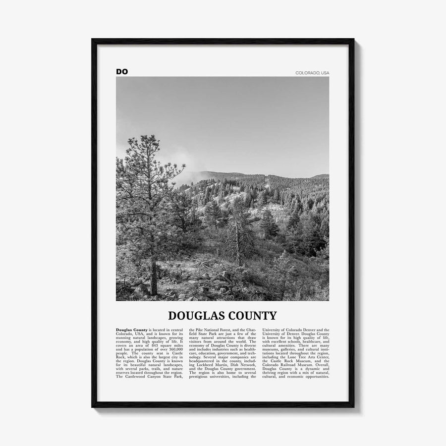 Douglas County Print Black and White, Douglas County Wall Art, Douglas County Poster, Douglas County Photo, Douglas Wall Décor, Douglas Map