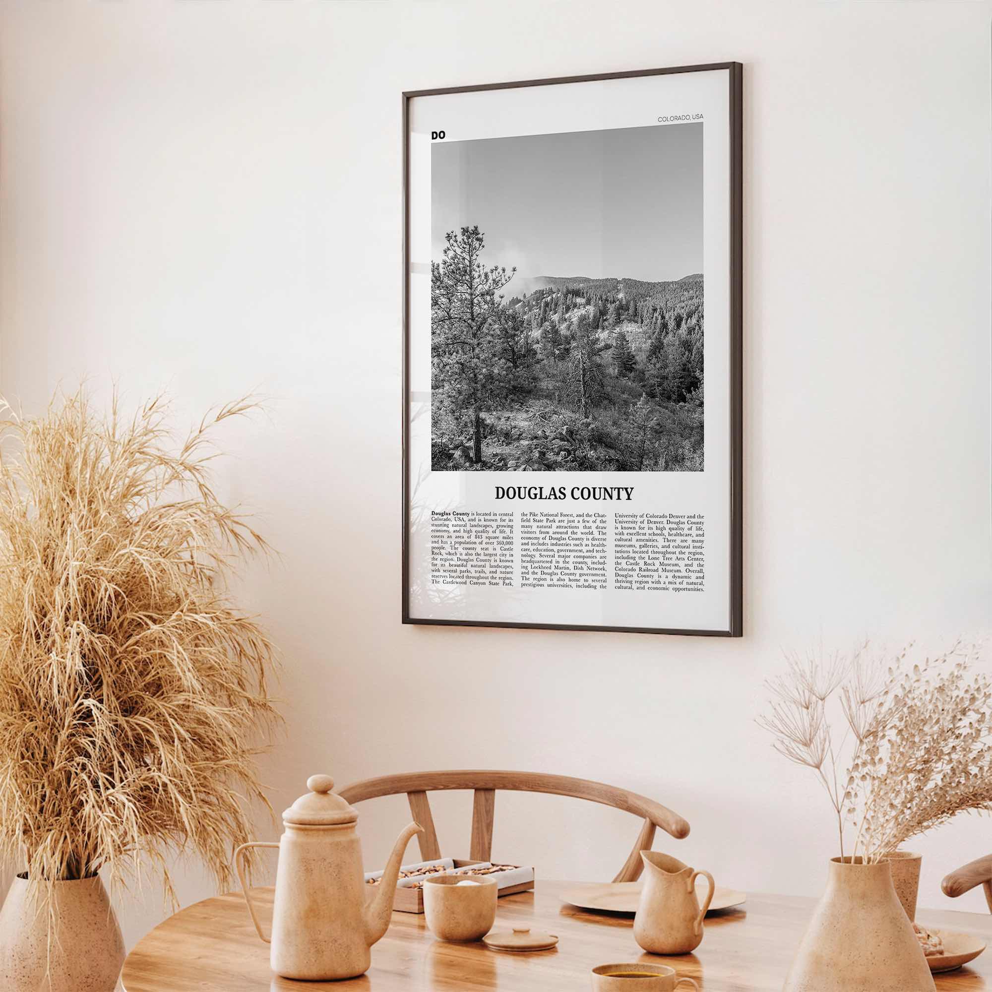 Douglas County Print Black and White, Douglas County Wall Art, Douglas County Poster, Douglas County Photo, Douglas Wall Décor, Douglas Map