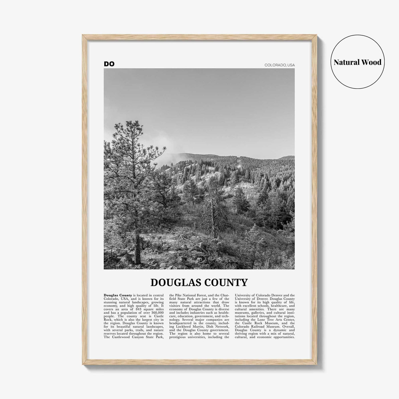 Douglas County Print Black and White, Douglas County Wall Art, Douglas County Poster, Douglas County Photo, Douglas Wall Décor, Douglas Map