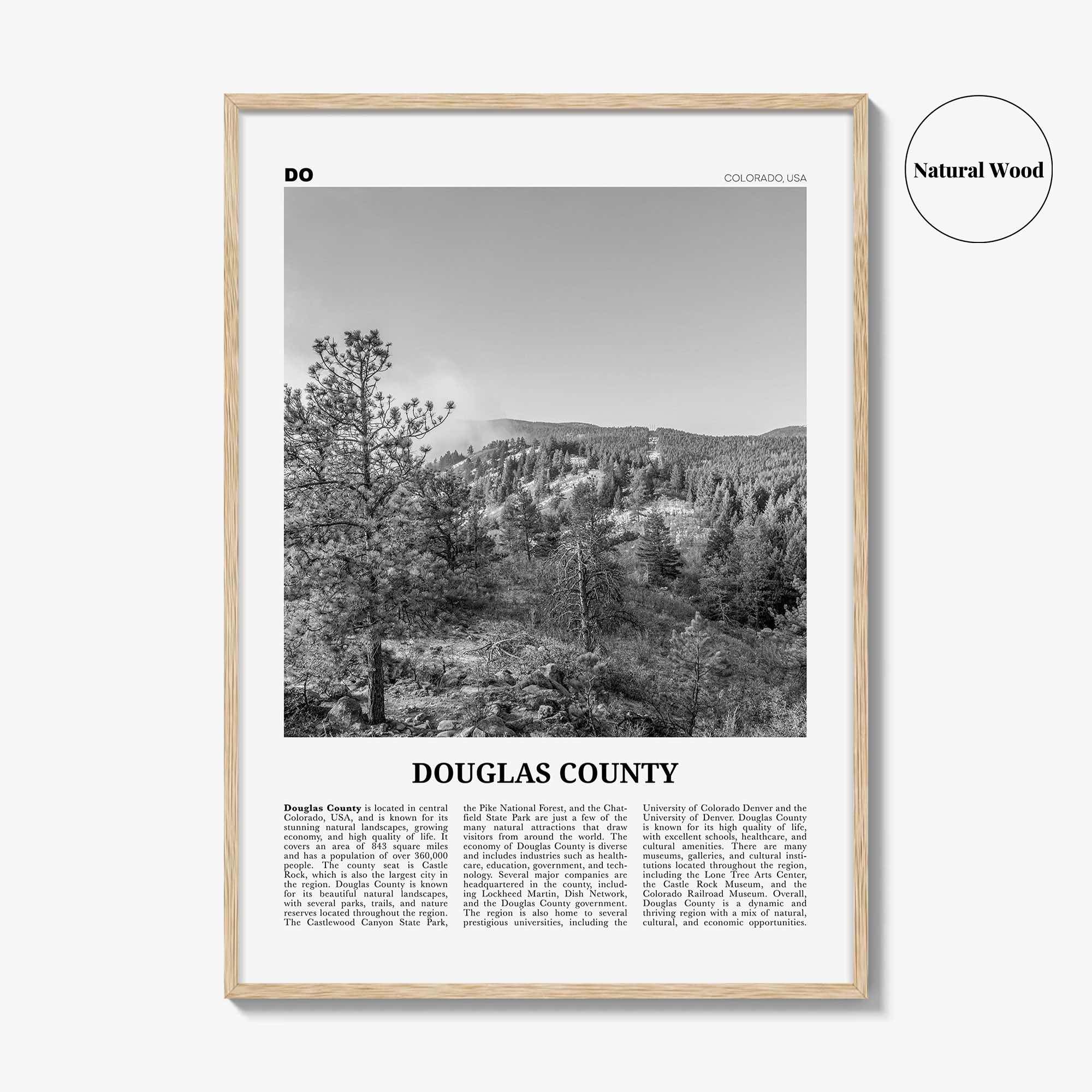Douglas County Print Black and White, Douglas County Wall Art, Douglas County Poster, Douglas County Photo, Douglas Wall Décor, Douglas Map