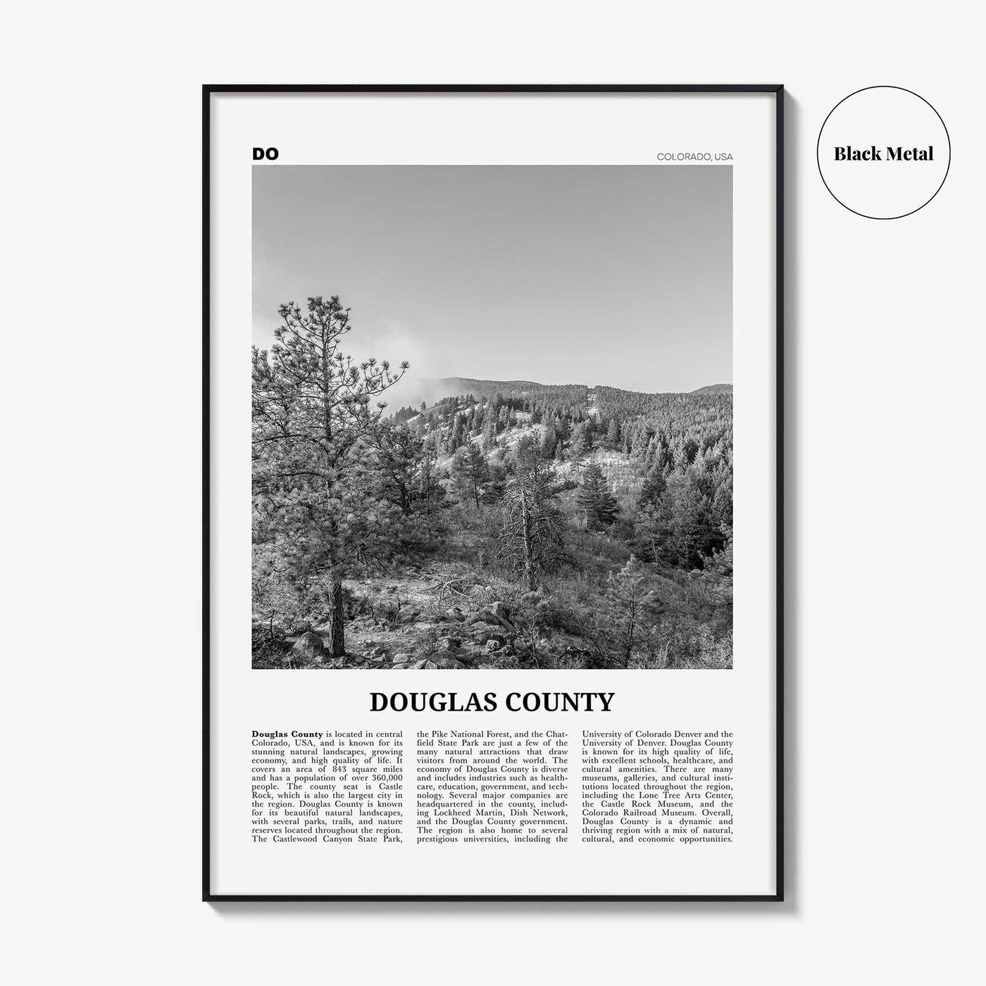 Douglas County Print Black and White, Douglas County Wall Art, Douglas County Poster, Douglas County Photo, Douglas Wall Décor, Douglas Map