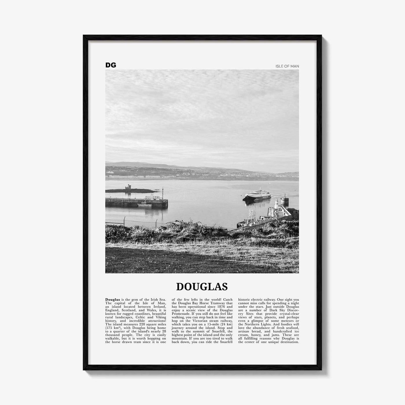 Douglas Print Black and White, Douglas Wall Art, Douglas Poster, Douglas Photo, Douglas Wall Décor, Isle of Man, UK, United Kingdom