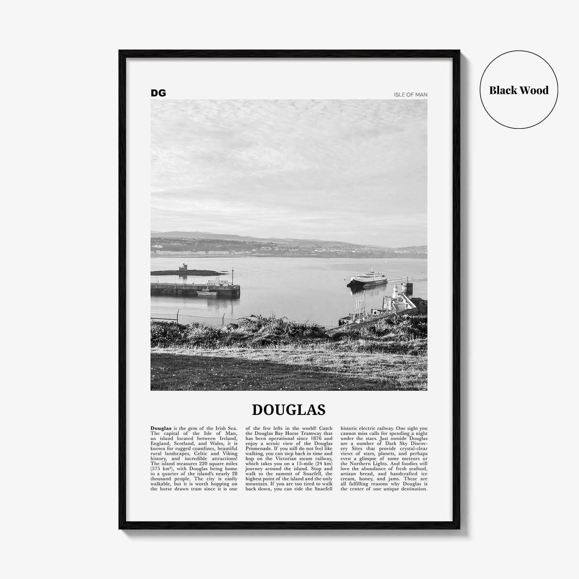 Douglas Print Black and White, Douglas Wall Art, Douglas Poster, Douglas Photo, Douglas Wall Décor, Isle of Man, UK, United Kingdom