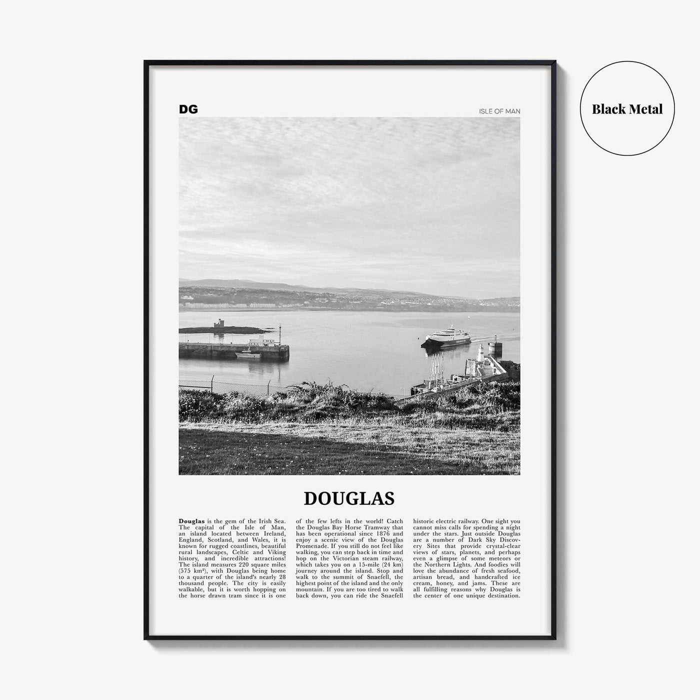 Douglas Print Black and White, Douglas Wall Art, Douglas Poster, Douglas Photo, Douglas Wall Décor, Isle of Man, UK, United Kingdom