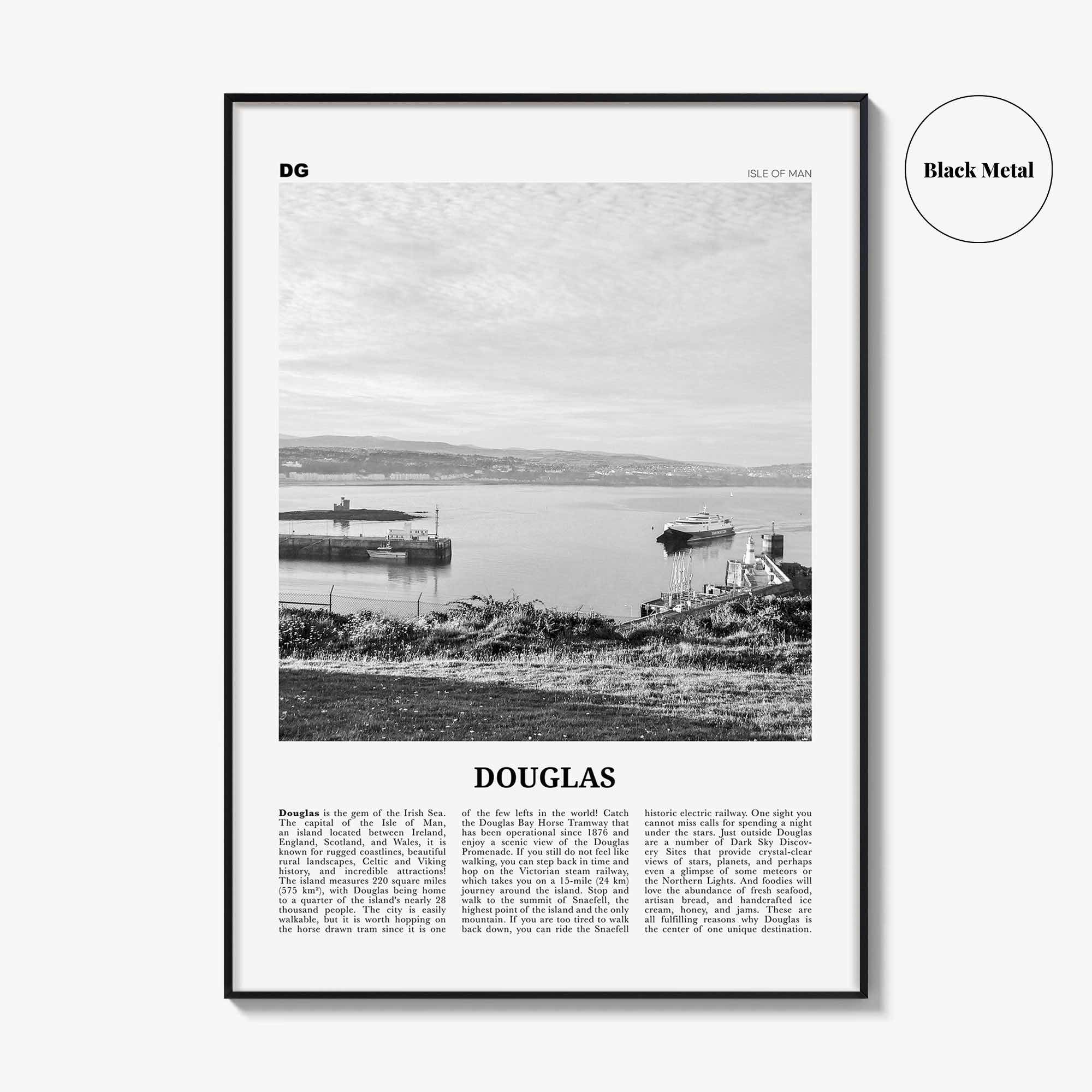 Douglas Print Black and White, Douglas Wall Art, Douglas Poster, Douglas Photo, Douglas Wall Décor, Isle of Man, UK, United Kingdom