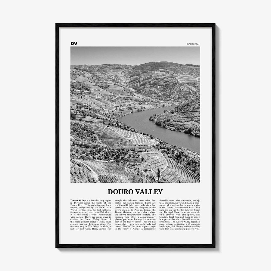 Douro Valley Print Black and White, Douro Valley Wall Art, Douro Valley Poster, Douro Valley Photo, Portugal, Europe