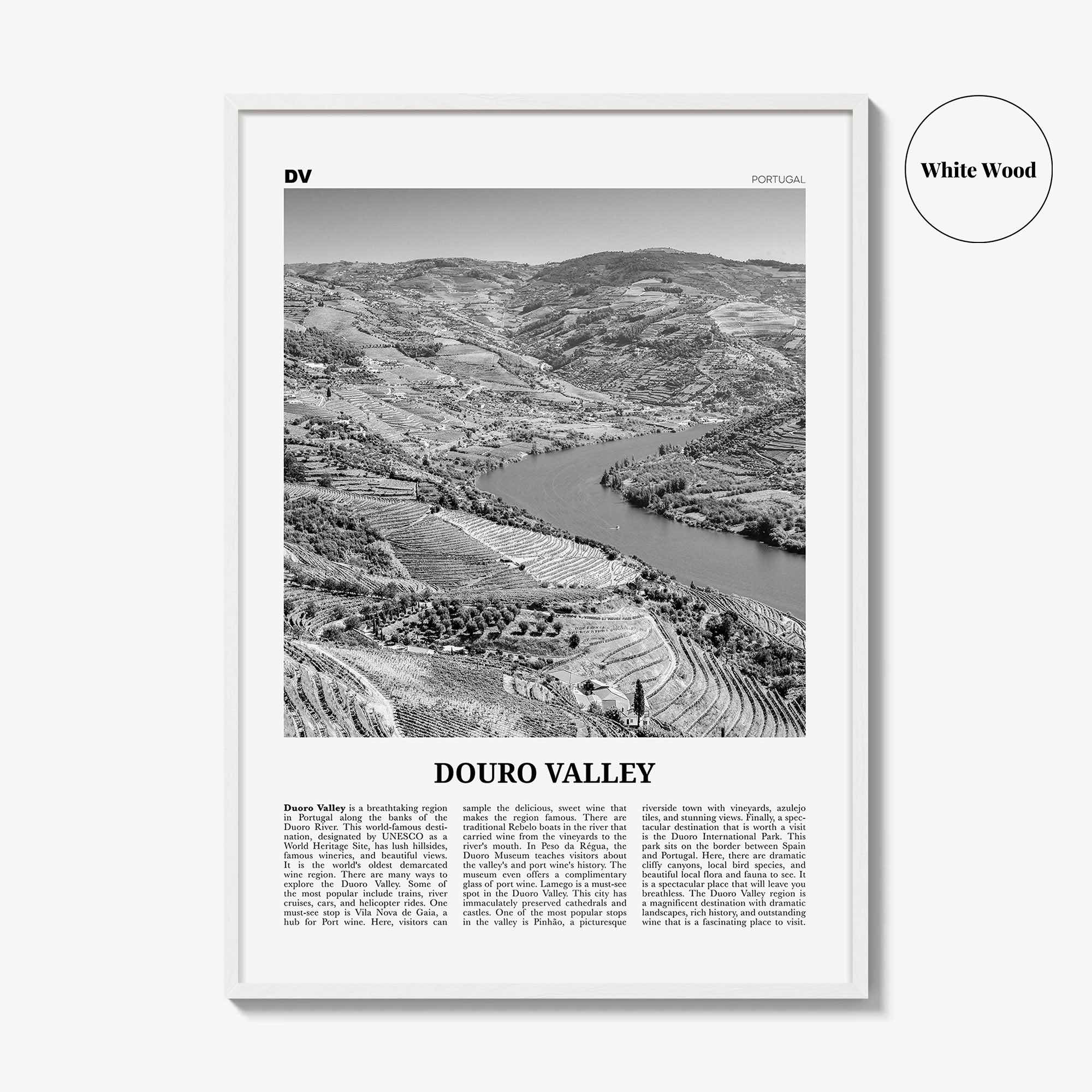 Douro Valley Print Black and White, Douro Valley Wall Art, Douro Valley Poster, Douro Valley Photo, Portugal, Europe