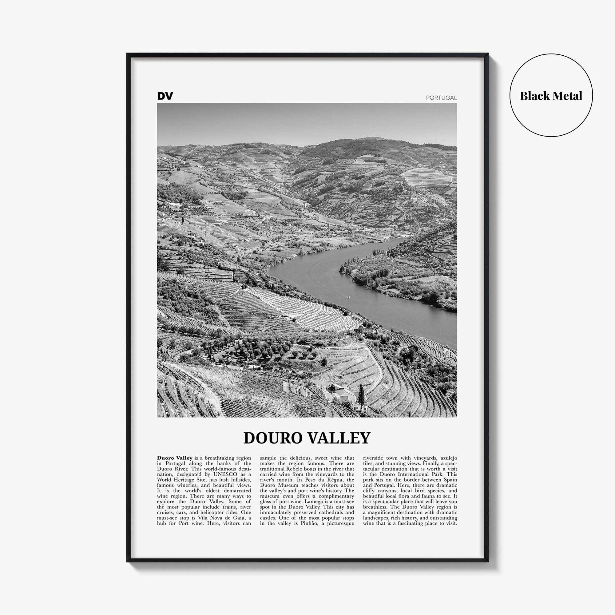 Douro Valley Print Black and White, Douro Valley Wall Art, Douro Valley Poster, Douro Valley Photo, Portugal, Europe