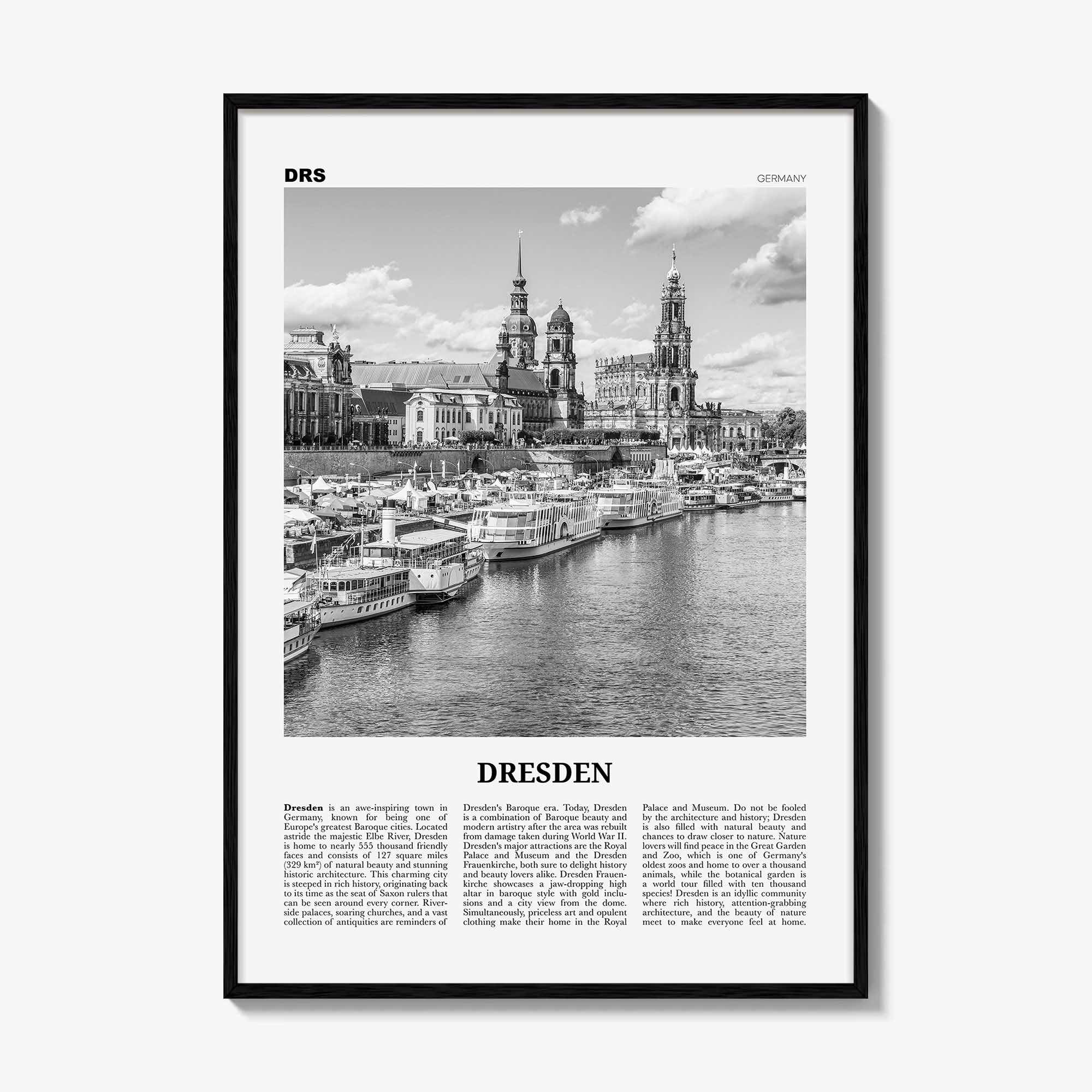 Dresden Print Black and White, Dresden Wall Art, Dresden Poster, Dresden Photo, Dresden Wall Décor, Deutchland, Germany, Saxony