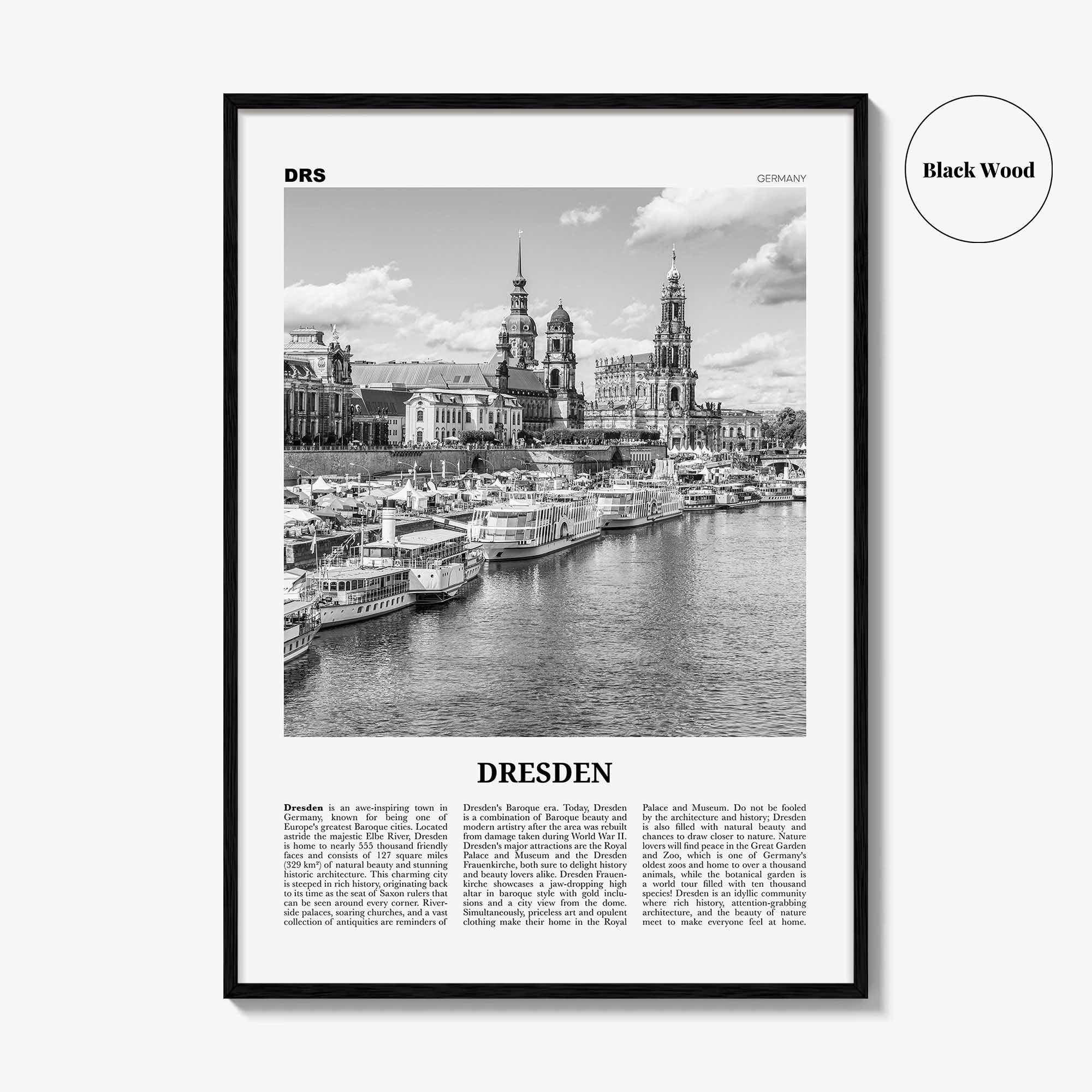 Dresden Print Black and White, Dresden Wall Art, Dresden Poster, Dresden Photo, Dresden Wall Décor, Deutchland, Germany, Saxony