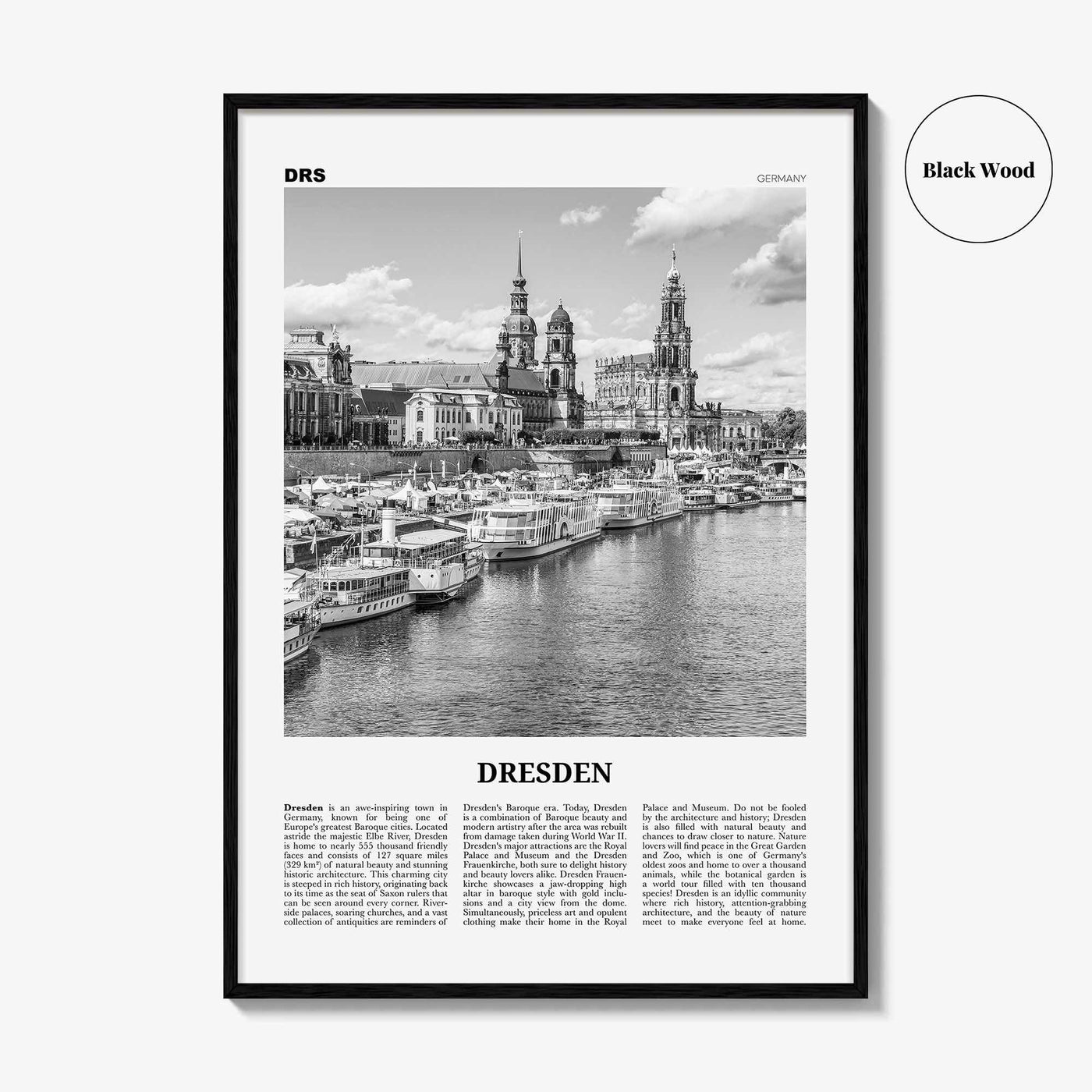 Dresden Print Black and White, Dresden Wall Art, Dresden Poster, Dresden Photo, Dresden Wall Décor, Deutchland, Germany, Saxony