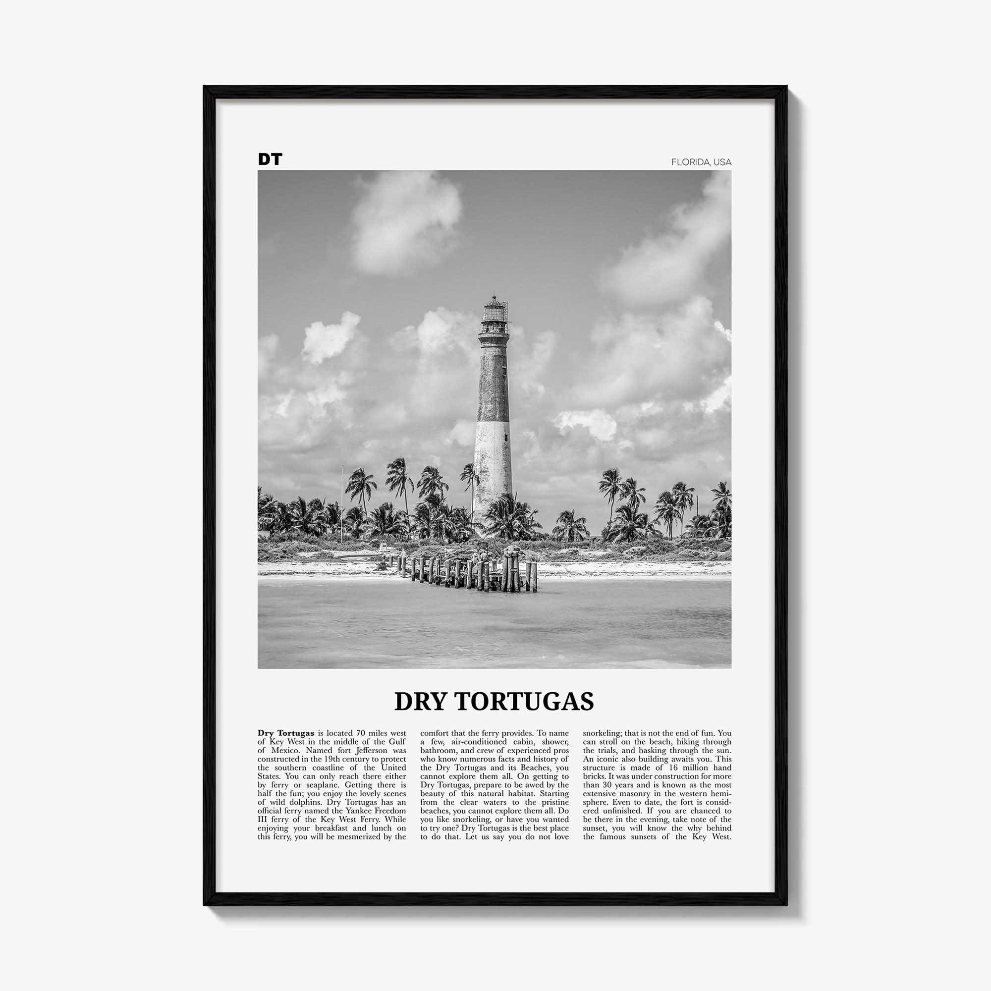 Dry Tortugas National Park Print Black and White, Dry Tortugas Wall Art, Dry Tortugas Poster, Dry Tortugas Photo, Florida, USA