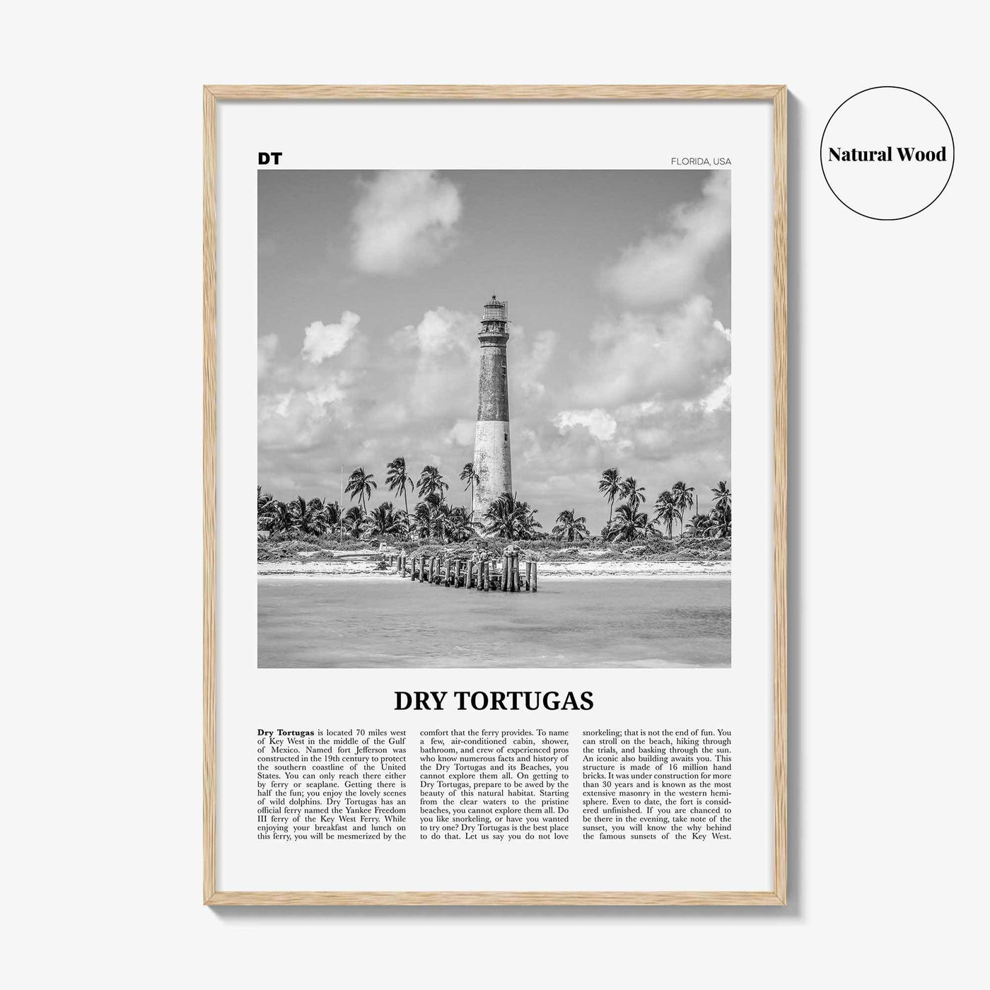 Dry Tortugas National Park Print Black and White, Dry Tortugas Wall Art, Dry Tortugas Poster, Dry Tortugas Photo, Florida, USA
