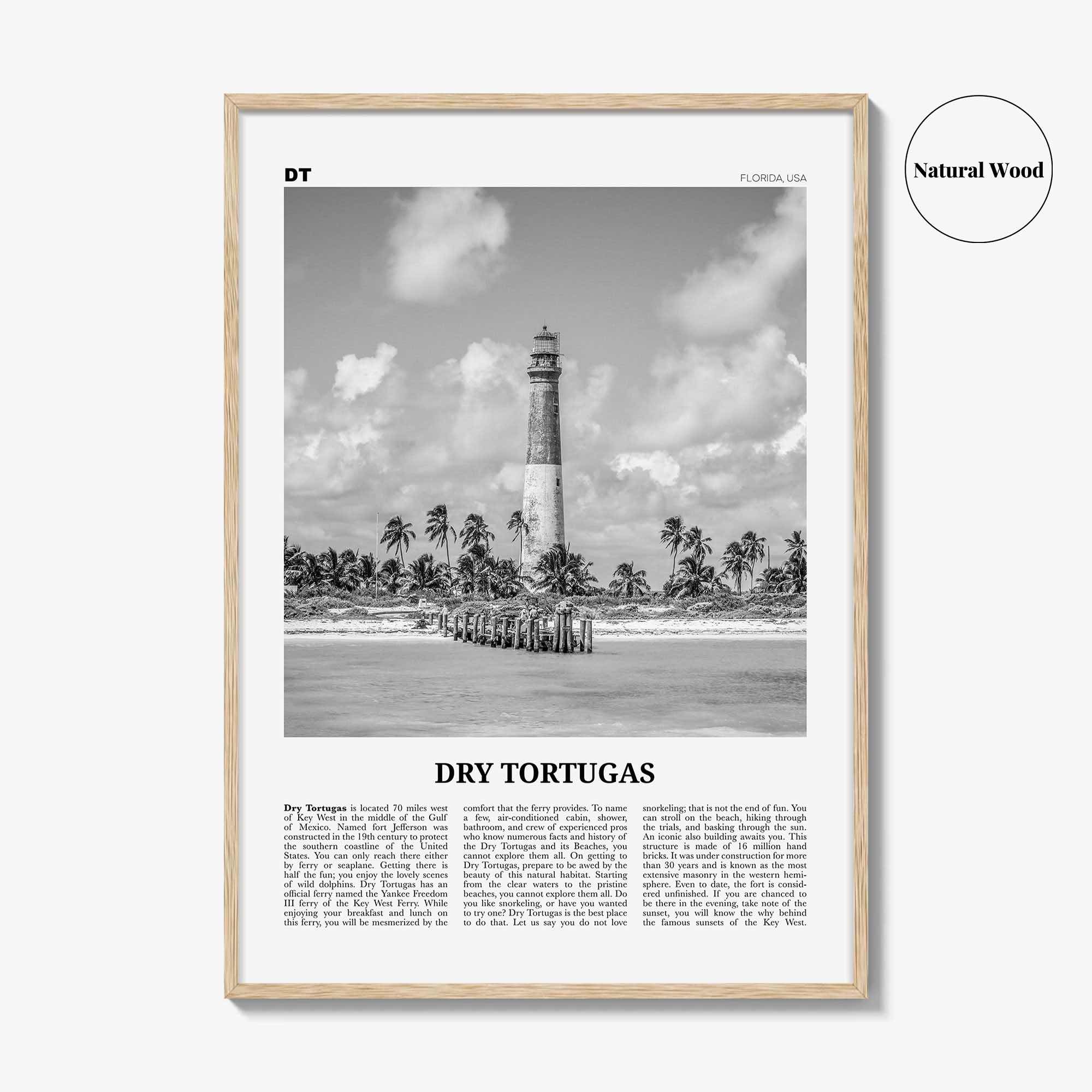 Dry Tortugas National Park Print Black and White, Dry Tortugas Wall Art, Dry Tortugas Poster, Dry Tortugas Photo, Florida, USA