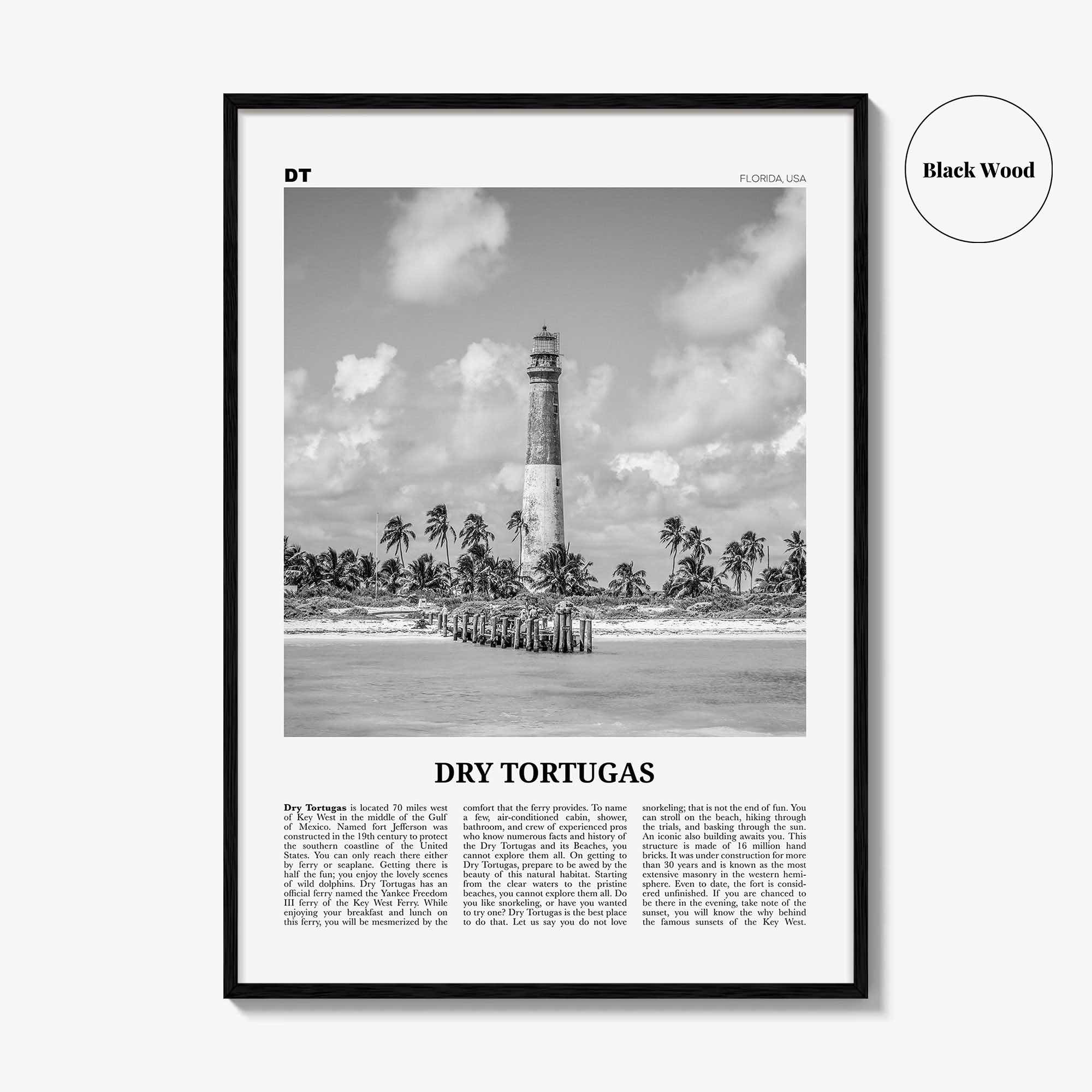 Dry Tortugas National Park Print Black and White, Dry Tortugas Wall Art, Dry Tortugas Poster, Dry Tortugas Photo, Florida, USA