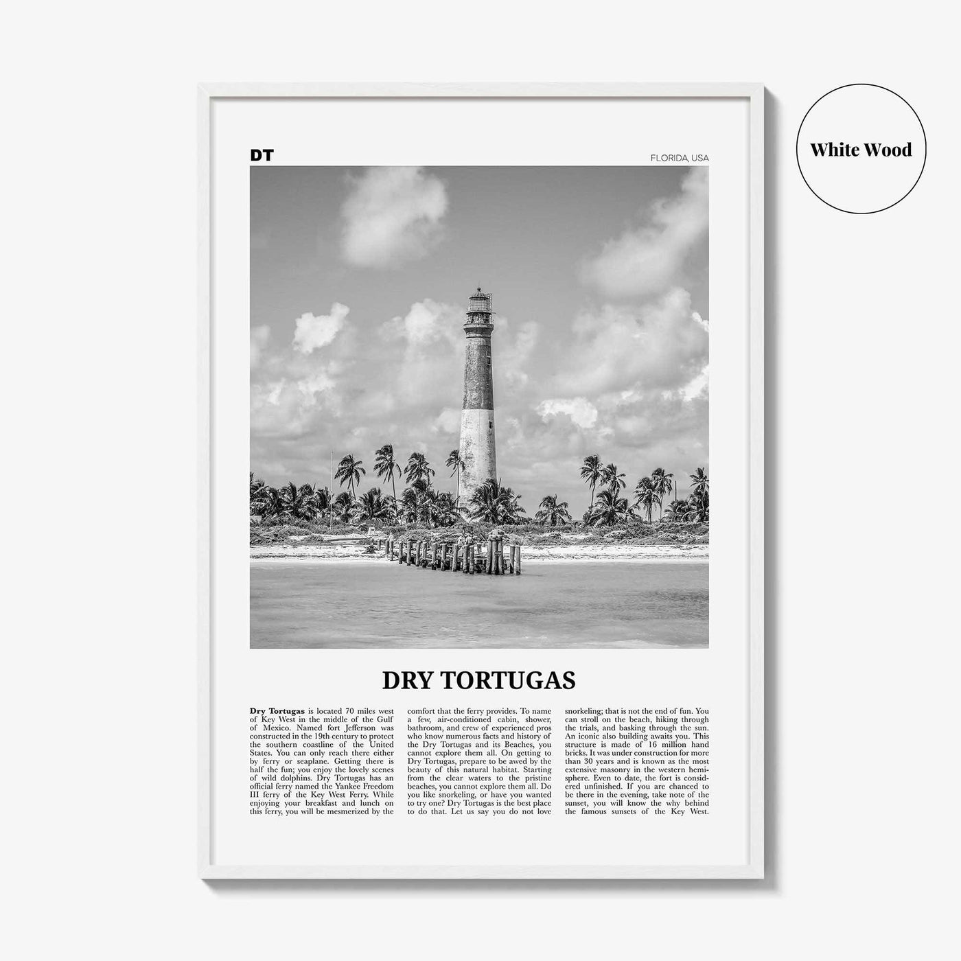 Dry Tortugas National Park Print Black and White, Dry Tortugas Wall Art, Dry Tortugas Poster, Dry Tortugas Photo, Florida, USA